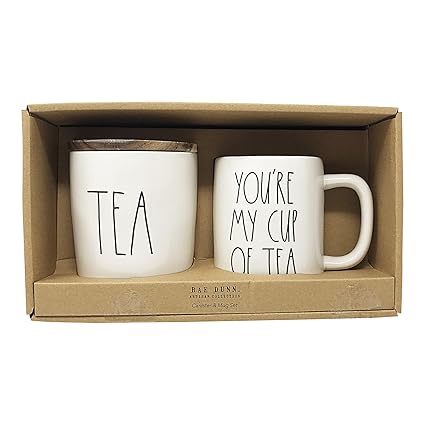 Rae Dunn by Magenta 2 Piece Canister and Mug Set (Tea/You're My Cup Of Tea)