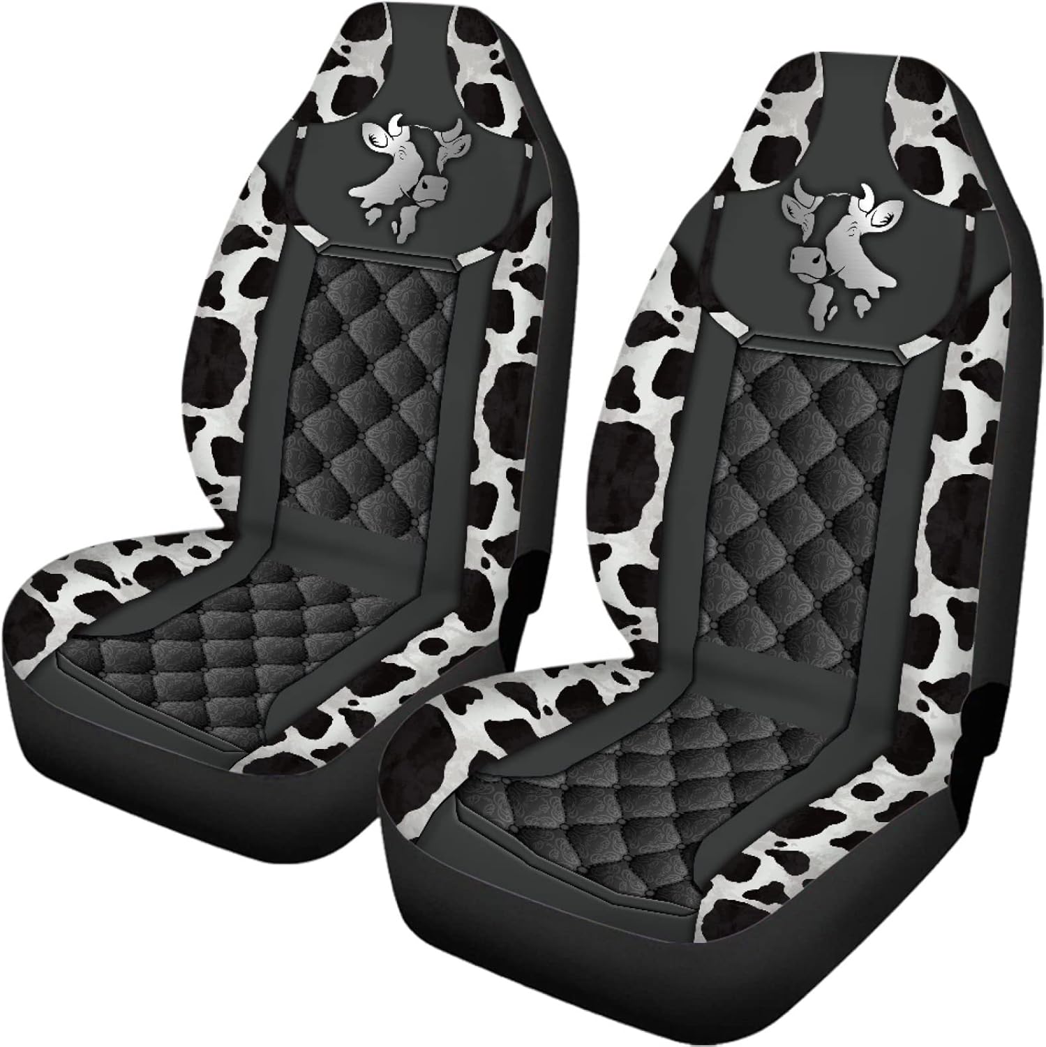 Cow Print Car Seat Cover for Women for Car Auto Interior Accessories Front and Rear Bench Back Seat Cover Full Set Soft Auto Interior Easy to Clean