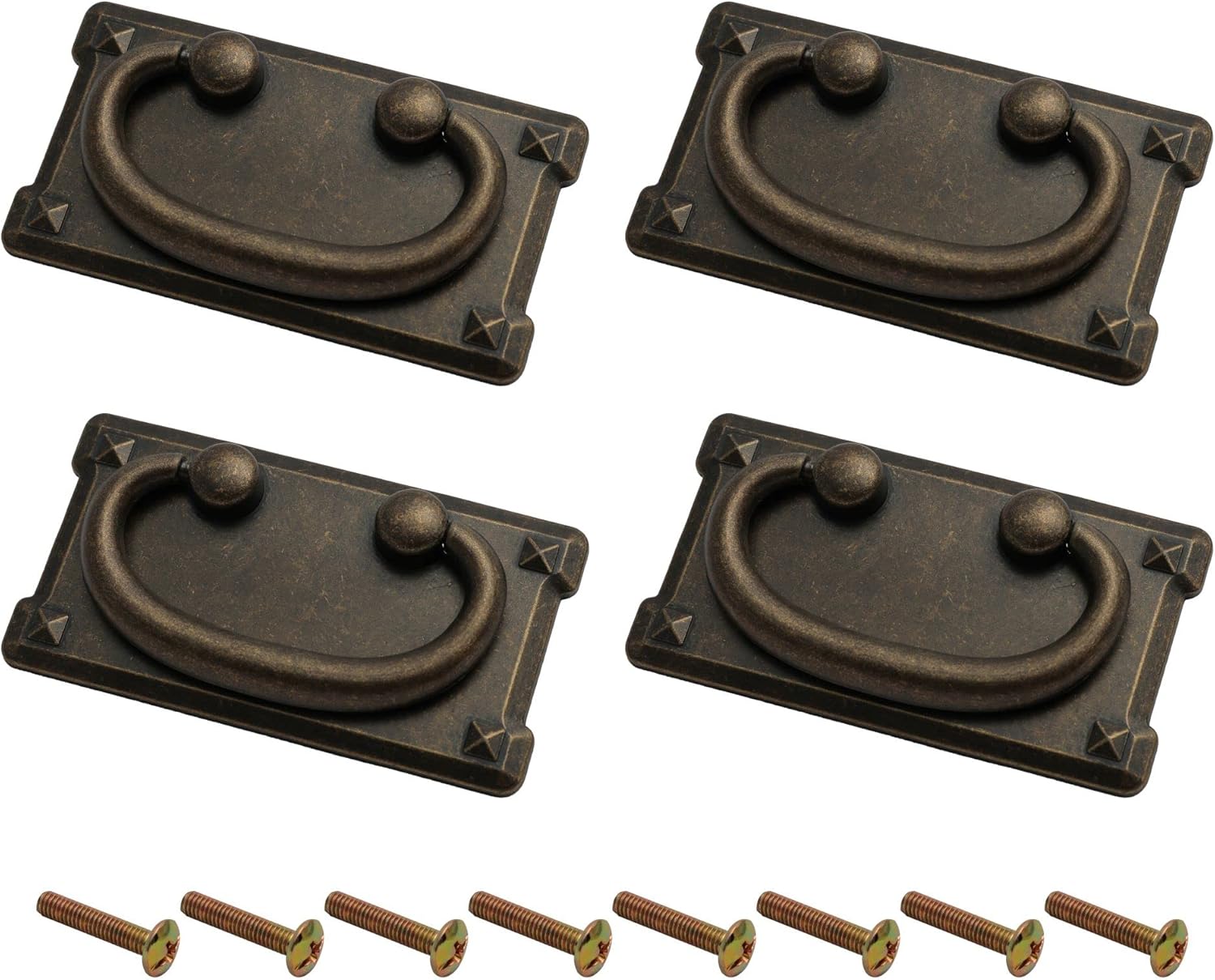 4 PCS Vintage Antique Bronze Drawer Ring Pull Handles Kitchen Cabinet Cupboard Chest of Drawer Vintage Bronze Drop Ring Pull Handles