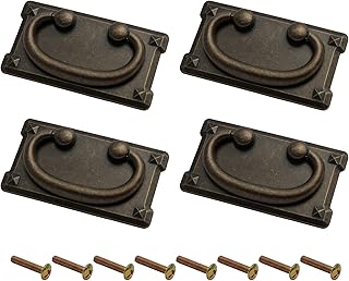 4 PCS Vintage Antique Bronze Drawer Ring Pull Handles Kitchen Cabinet Cupboard Chest of Drawer Vintage Bronze Drop Ring Pull Handles
