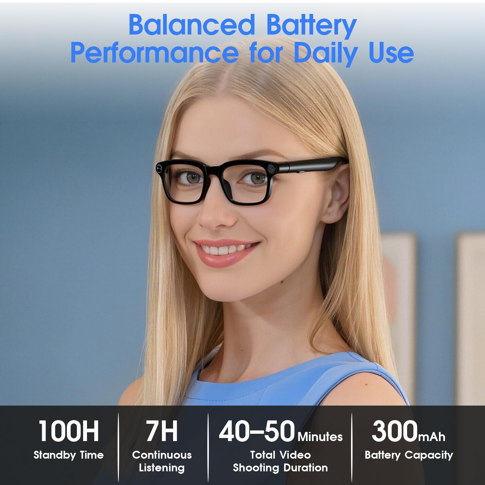 GenXenon Lunettes Caméra, Caméra 8 MP für Enregistrement Vidéo, Foto und Reconnaissance d’Objets IA, Batterie 300 mAh, Lunettes Connectées pour Voyages, Vlog et Outdoor Aventure（Trois lentilles）