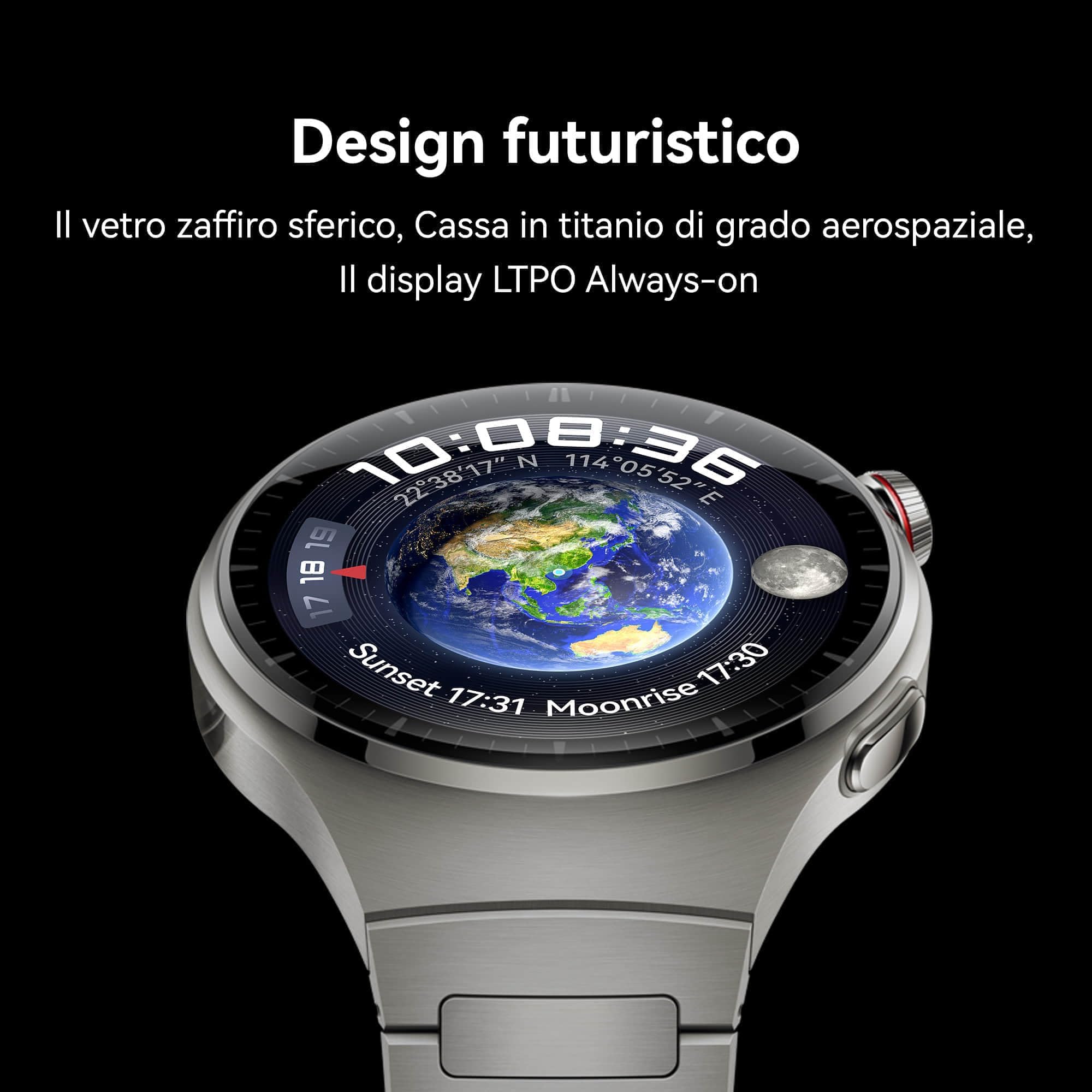 HUAWEI WATCH 4 Pro Smartwatch,Vetro sferico in zaffiro,Check salute Multi-Point in 1 min,eSIM,Nuovi anelli attività,Batteria fino a 21 giorni,Compatibile con Android e iOS,Versione italiana,Titanio