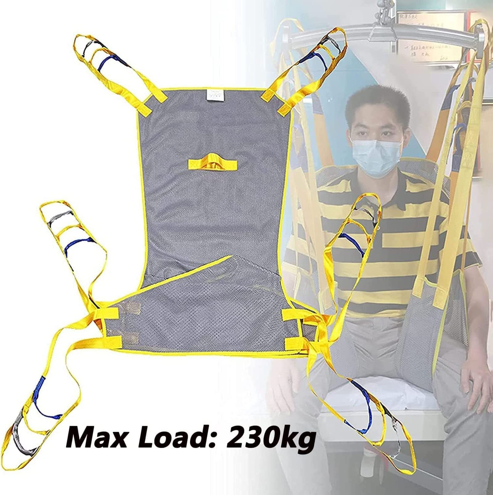 Podwieszka wspomagająca chodzenie Chusta dzielona na nogi z podparciem głowy, duża chusta siatkowa do pozycjonowania łóżka i podnoszenia Handicap Lift Assist Hoist (Size : M)