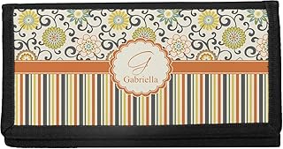 Swirls, Floral & Stripes Canvas Checkbook Cover (Personalized)
