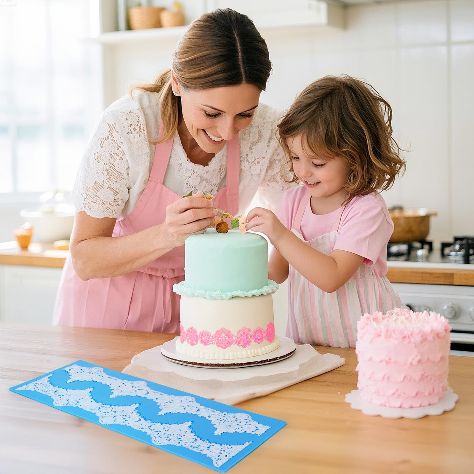 Beasea Silikon-Spitzenformen, 5 Stück, Spitzen-Fondant-Formen aus Silikon für die Herstellung von Kuchendekorationsmatten, verschiedene Musterformen für Party, Hochzeit, Kuchendekoration, Basteln, DIY