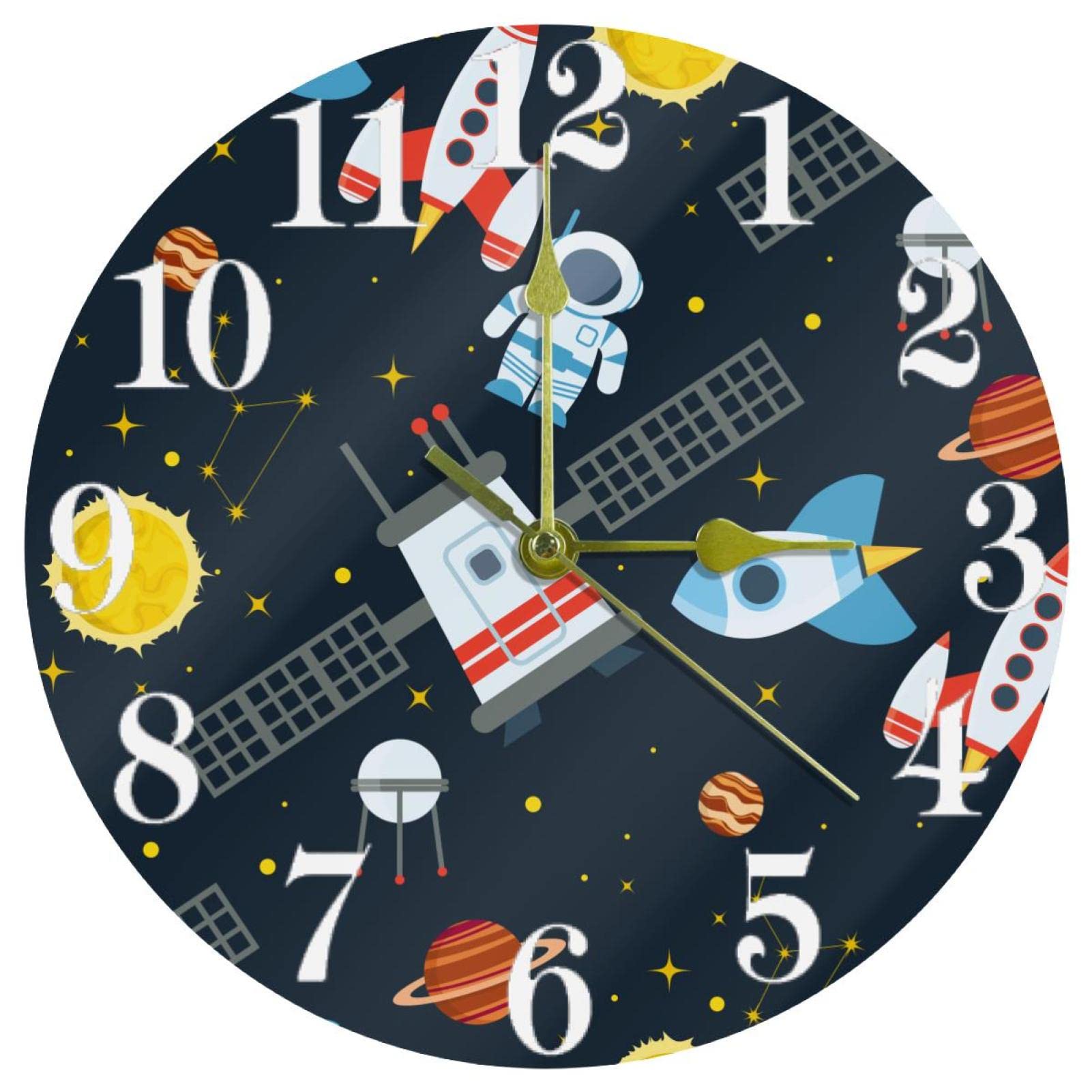 Horloge murale voyage spatial ronde pour décorer la cuisine la maison ou la salle de classe