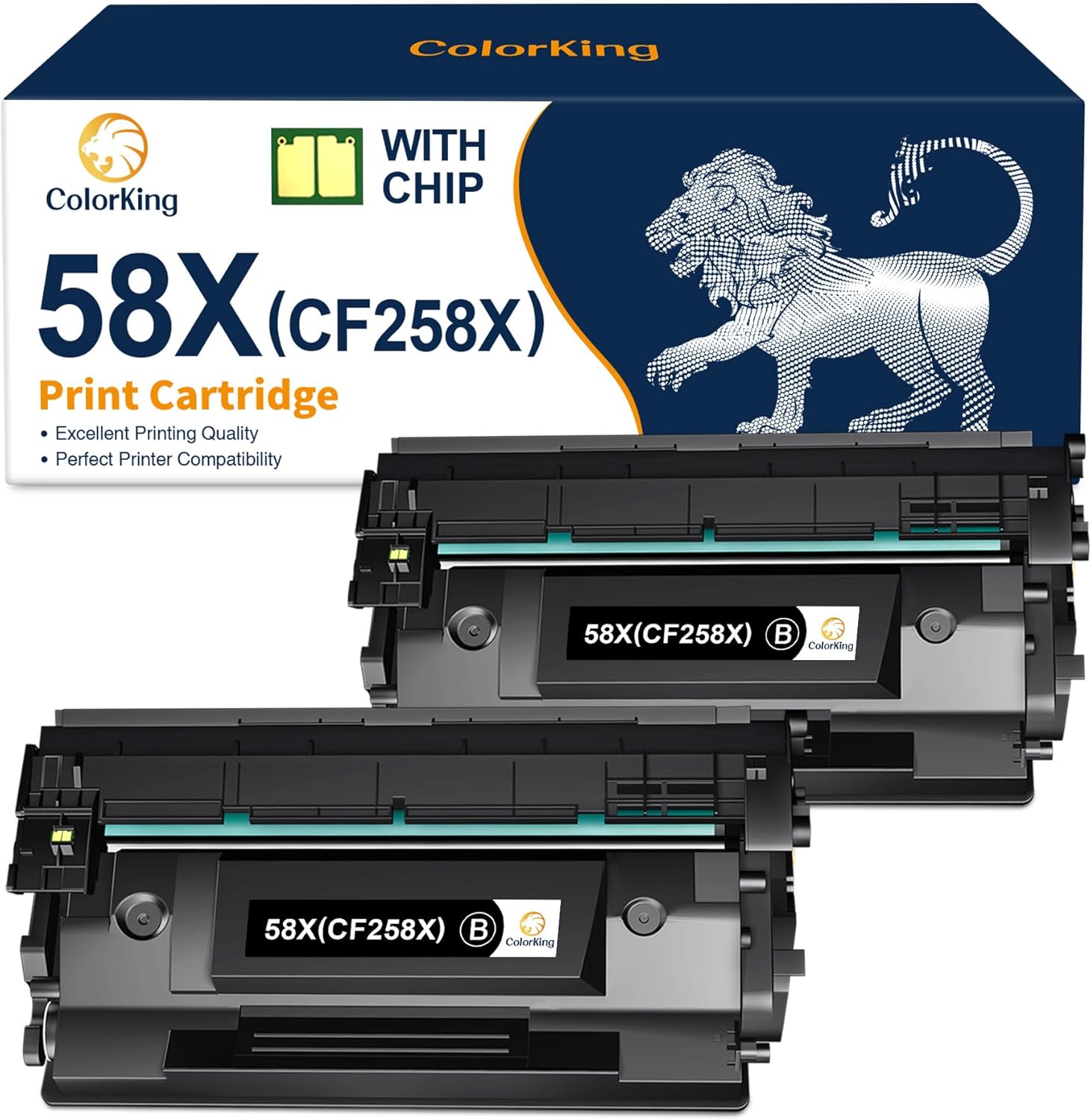 ColorKing Compatible Toner Cartridge Replacement for HP 58X CF258X 58A CF258A for Laserjet Pro MFP M428fdw M428fdn M428dw Pro M404n M404dn M404dw M428 M404 M406dn M430f Printer (Black, 2-Pack)