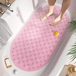 HITSLAM Oval Bath Mat Non Slip, 68x38 CM Bubble Shower Mat for Bathroom, Machine Washable Bathtub Mat Non-Slip with Suction Cups and Drain Holes, Bathroom Accessories, Black
