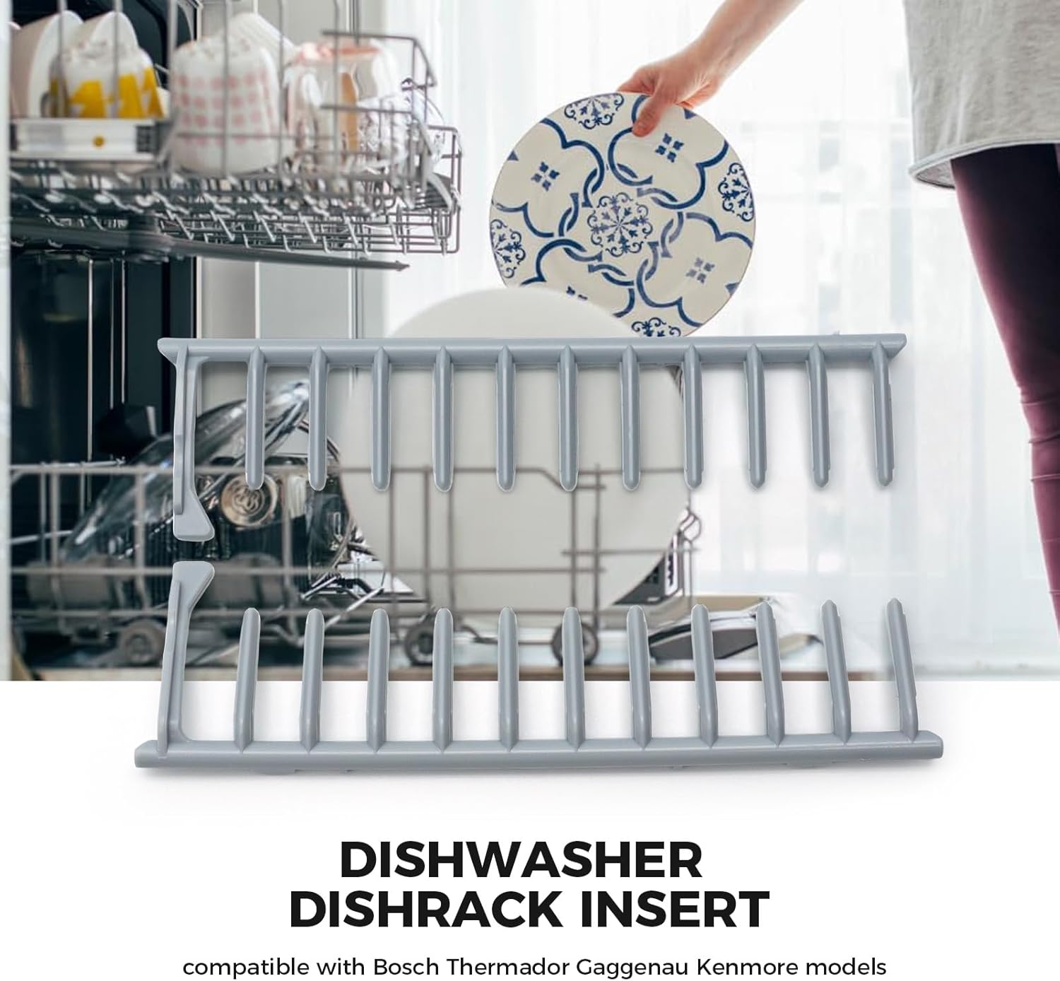 00657107 Dishwasher Dishrack Insert for Bosch Thermador Gaggenau Kenmore, L & R Top Rack Insert Flip Tines 657107