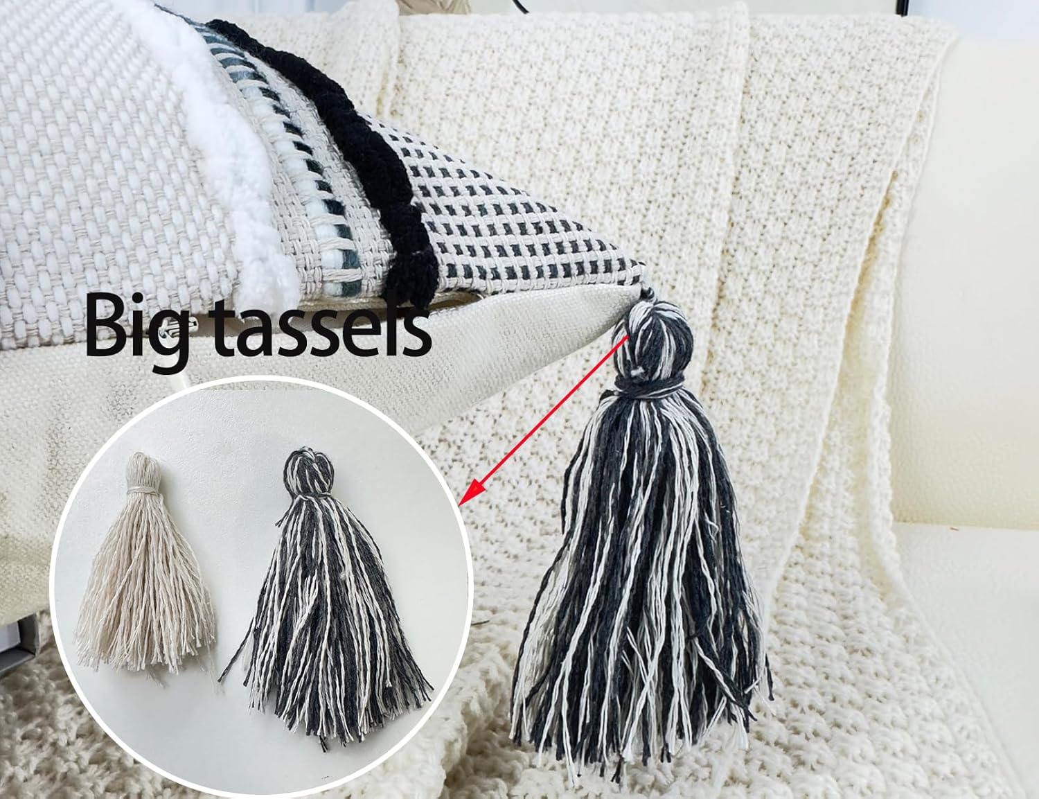 NUYECY Boho Throw Pillow Covers 16x16 Aesthetic Neutral Boucle Couch Pillow Cover Rainbow Striped Decorative Accent Pillow Case for Couch Bed Sofa Farmhouse,Modern Funky,Set of 2 Black and White