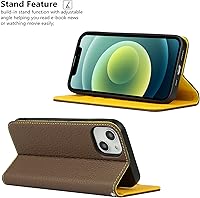 Vista 105 de iCoverCase Funda tipo cartera compatible con iPhone 13 Pro Max con ranuras para tarjetas, funda magnética de piel auténtica con bloqueo RFID, Naranja