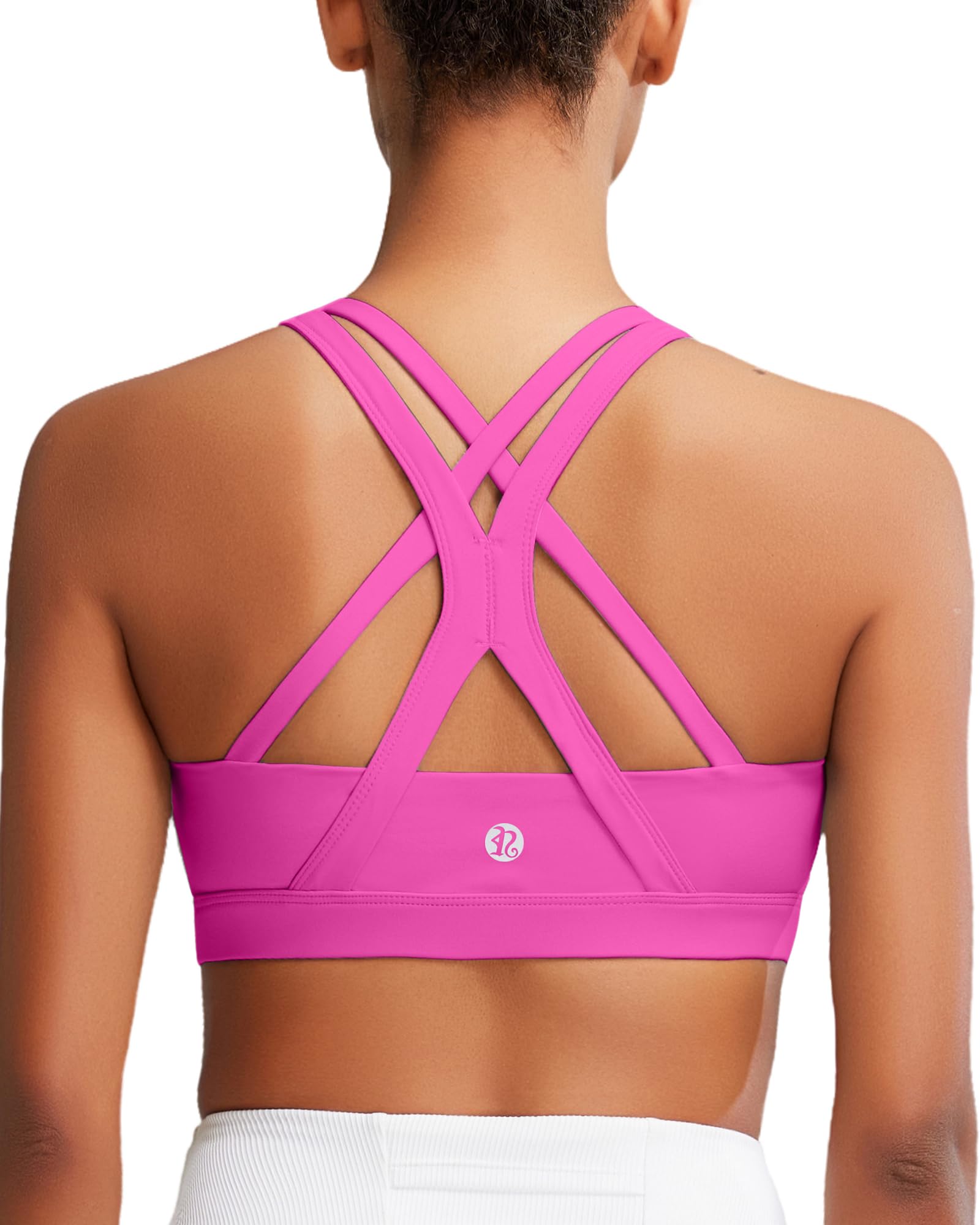 RUNNING GIRL Sports Bra for Women, Medium-High Support Criss-Cross Back Strappy Padded Sports Bras Supportive Workout Tops