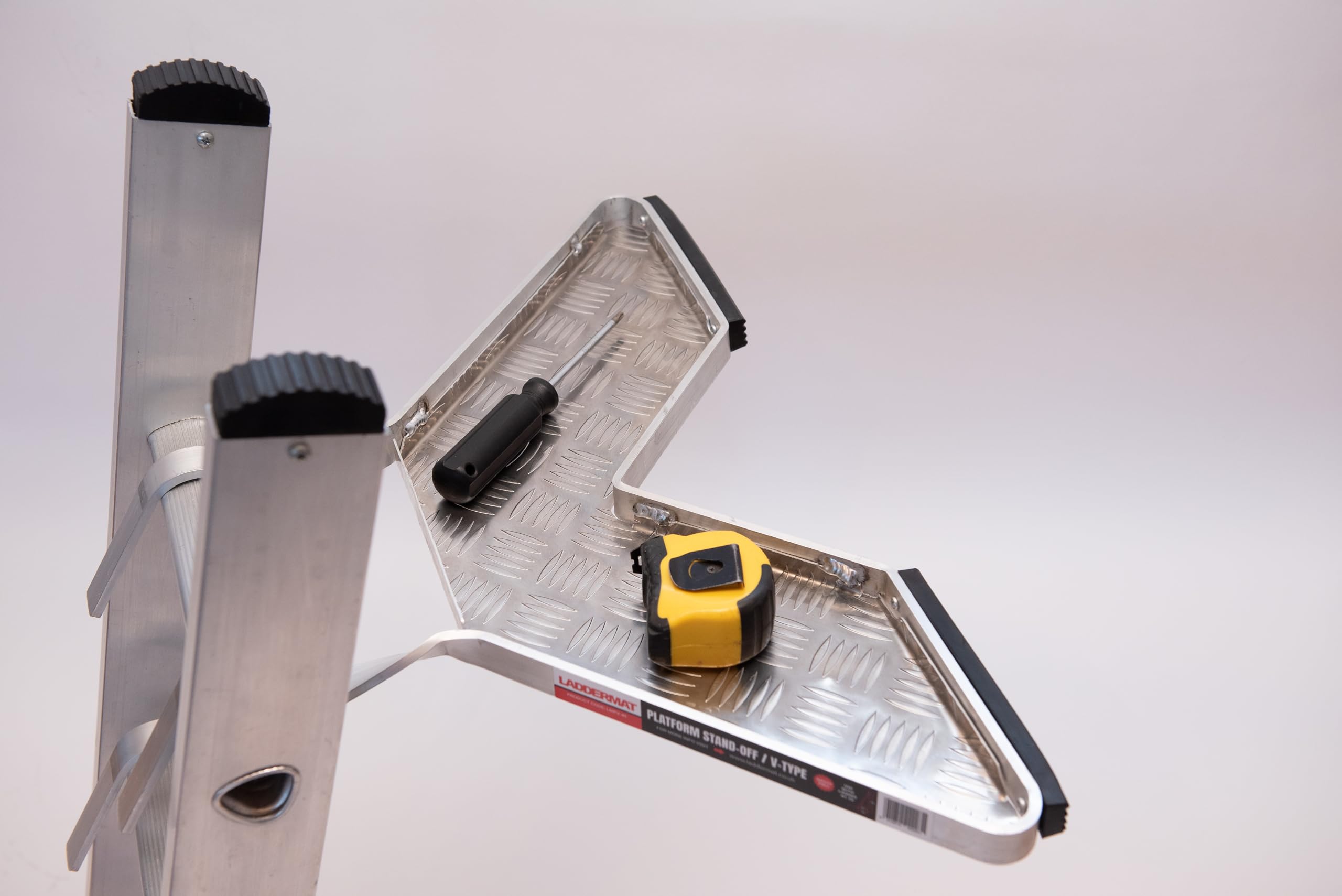 Aluminum V-Platform Ladder Standoff | Universal Accessory for Tools & Paint Pots | Ladder Stay/Stand-Off | Enhance Safety & Stability with Laddermat"