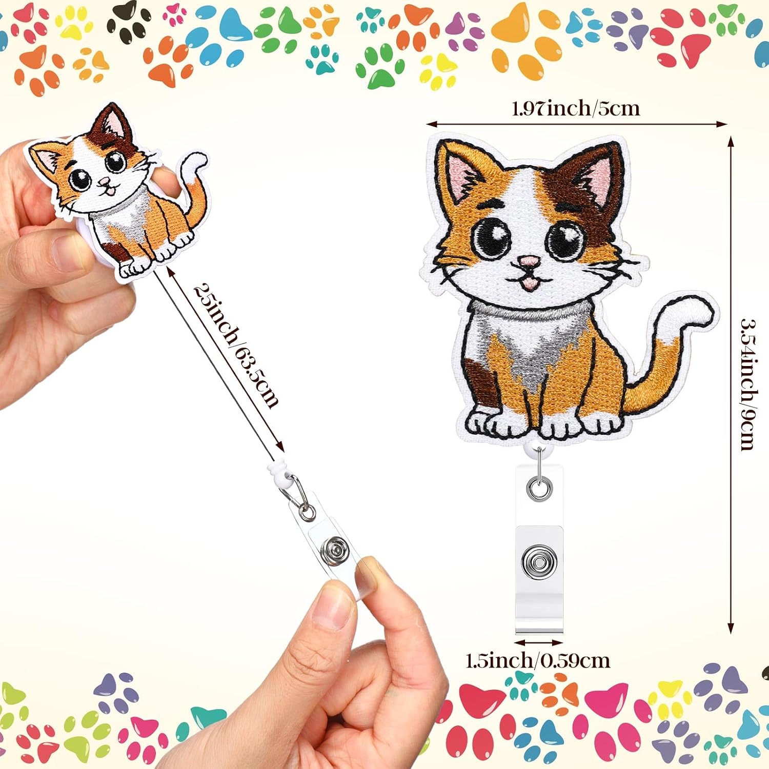 Landical 24 Pcs Felt Badge Reels,Retractable,Cat image 2