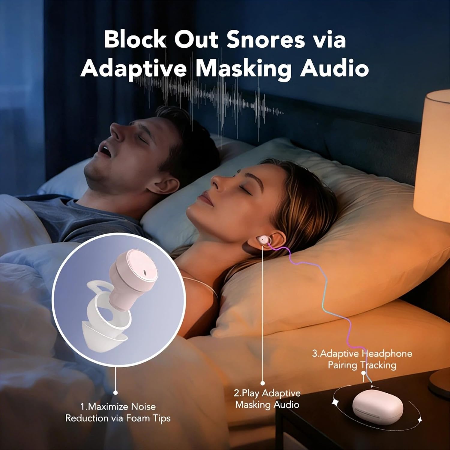 Mini Invisible ANC Sleep Earbuds for Side Sleepers, Bluetooth 6.0, Snore Blocking Noise Reduction, Soft Comfort Fit, 26H Playtime, No Subscription, Multi-Language Translation - MS217 (Pink)