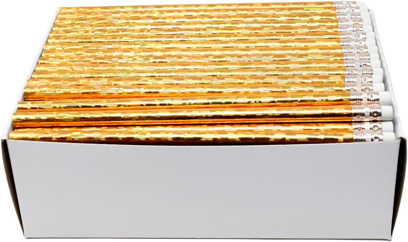 Pencil Guy Blank Glitz Round Pencils Gold 144 to a box