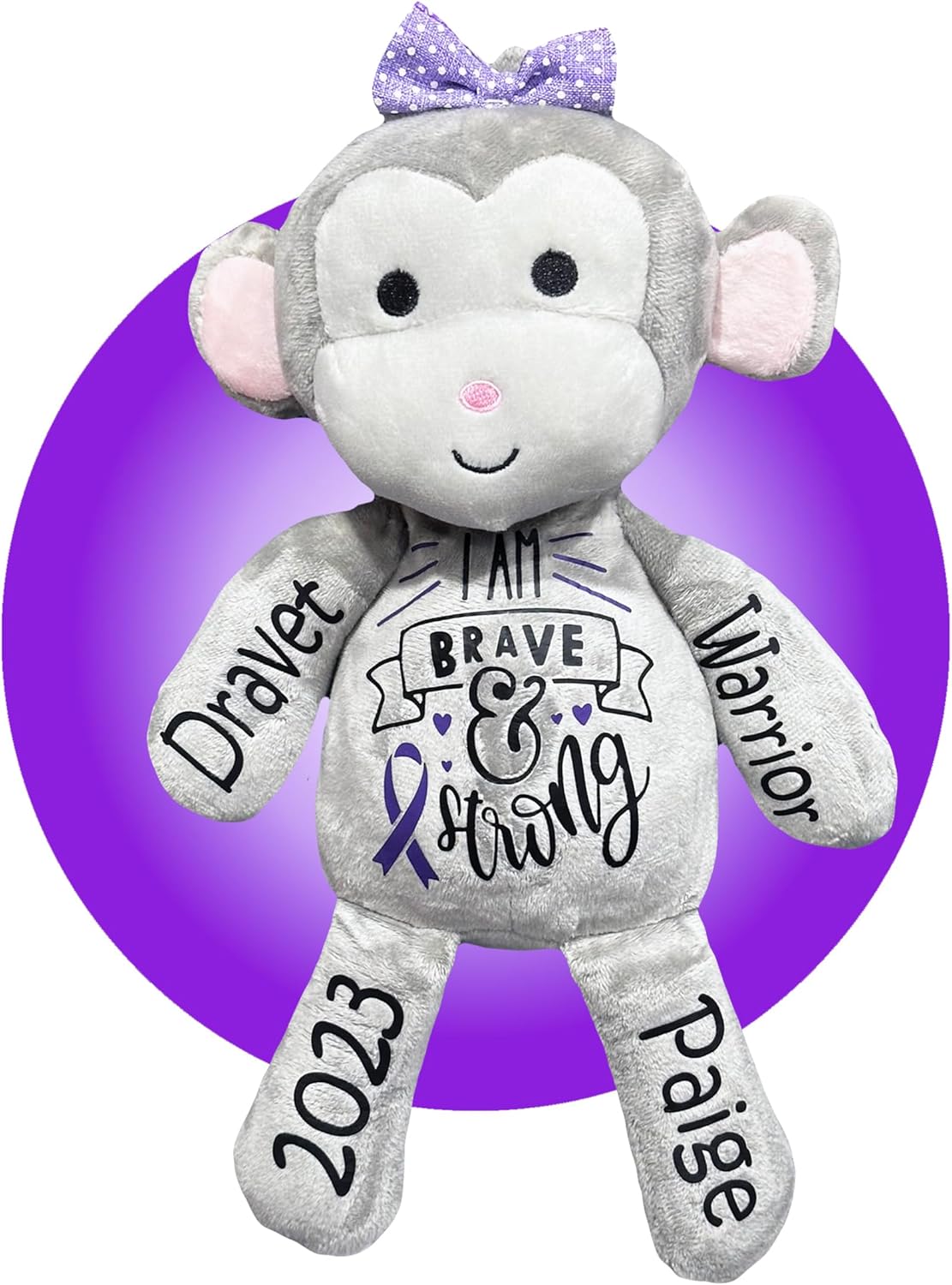 Epilepsy Gifts for Kids - Dravet Syndrome Gifts for Kids - Personalized 13" Epileptic Monkey or Teddy Bear - Epilepsy Awareness Keepsake for Children by Kikilishop