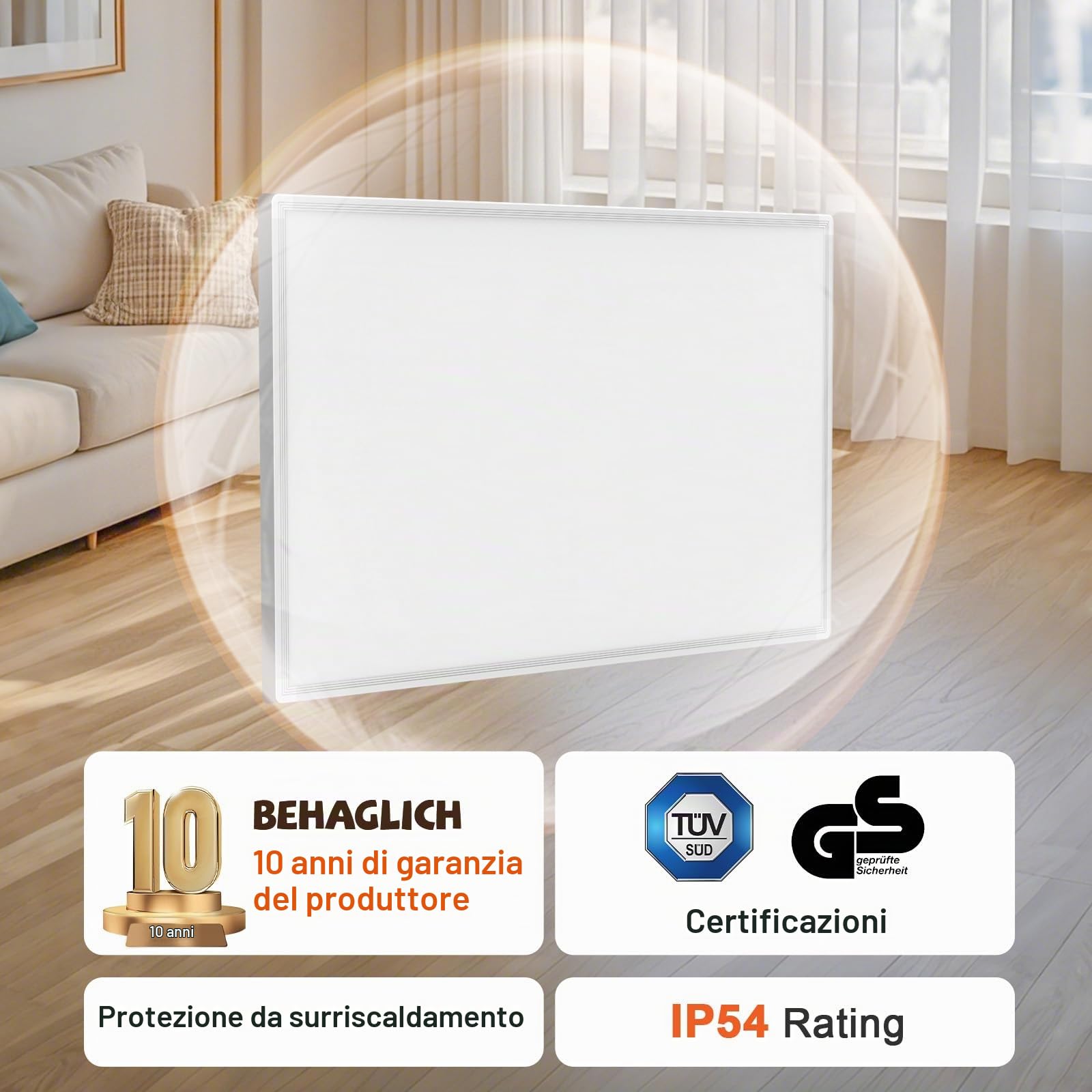Pannello Radiante Infrarossi 800W, Stufetta Elettrica da Bagno | Riscaldamento al Grafene, Installazione a Parete, Ideale per Diversi Ambienti Interni, Silenzioso, TÜV, Aurora Boreale