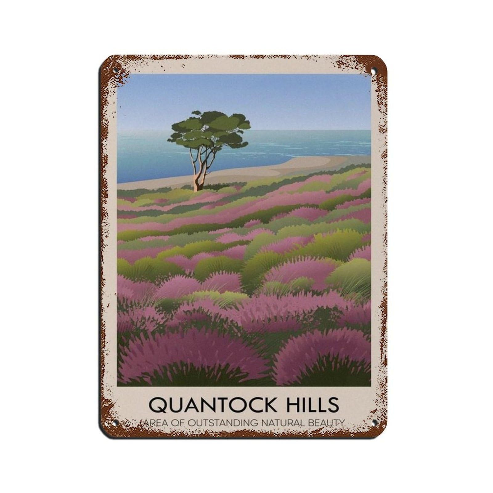 Lxwnze 30L X 40W Cm Quantock Hills Aonb Travel Poster Retro Poster Metal Tin Sign Chic Art Retro Iron Painting Bar People Cave Cafe Family Garage Poster Wall Decoration 12X16inch(30X40cm)