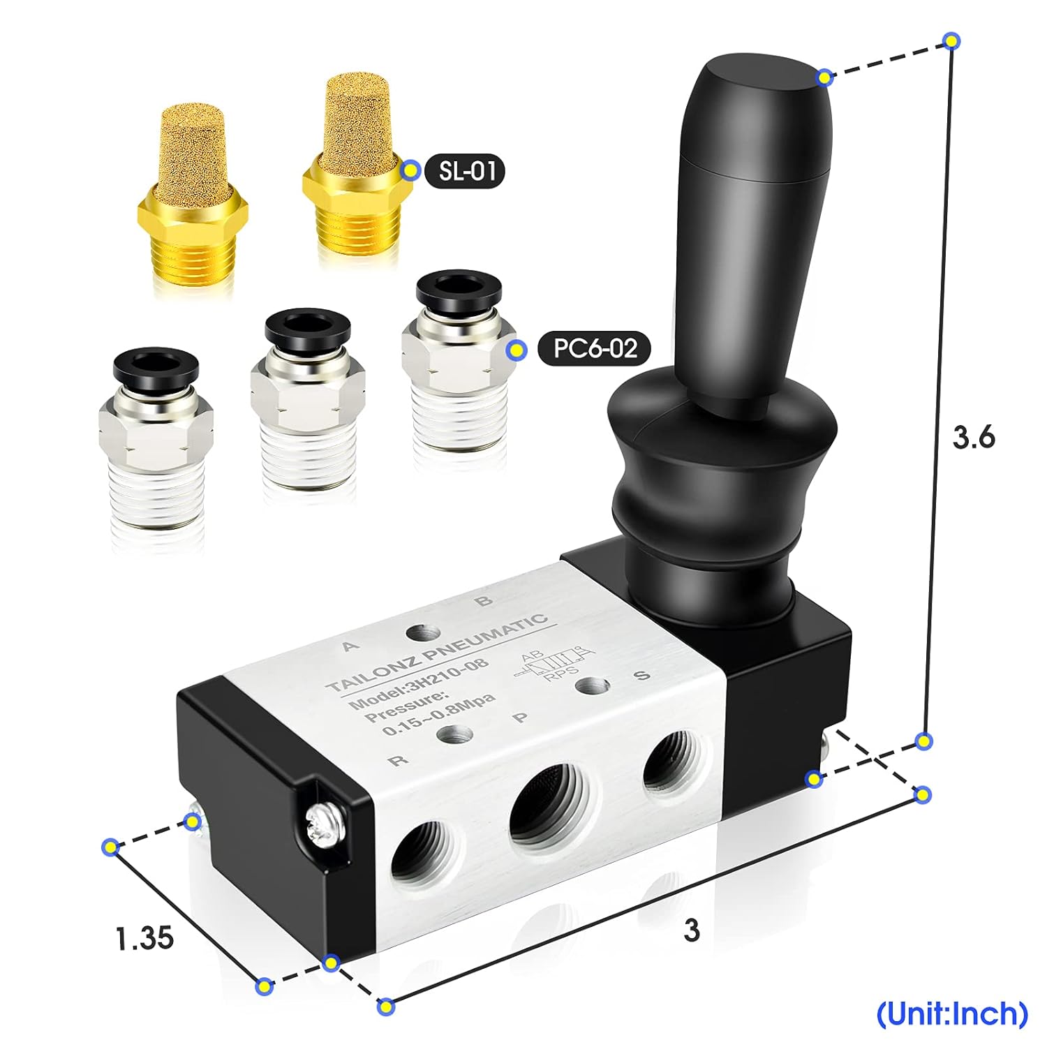 Gеt Pорulаr оƒƒеr TAILONZ PNEUMATIC 1/4NPT 5 Way 2 Postion Air Hand Lever Operated Valve Pneumatic Solenoid Valve Manual Control Push-Pull 4H210-08
