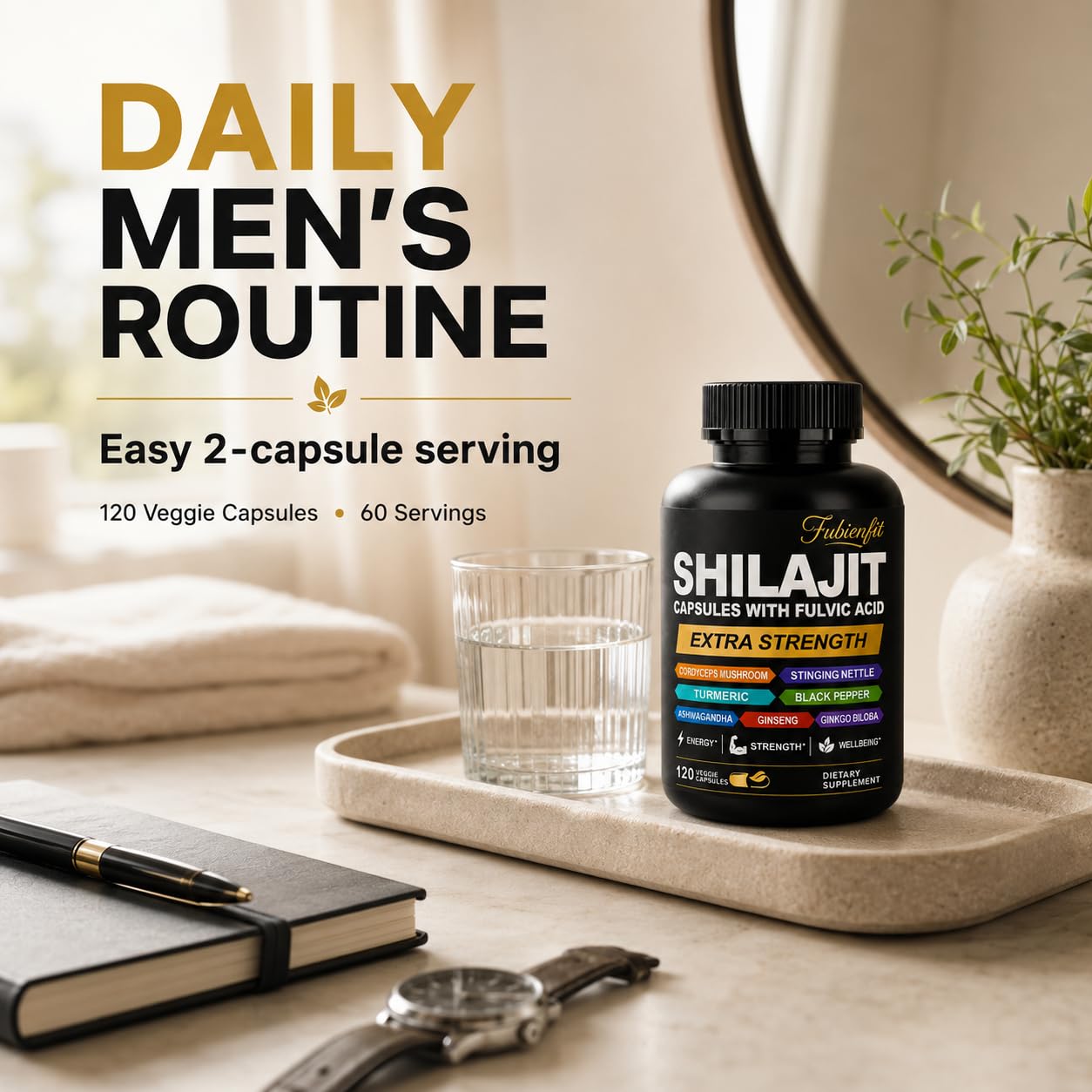 Shilajit for Men with Fulvic Acid, 8-in-1 Botanical Blend, 120 Capsules — Amazon image 5