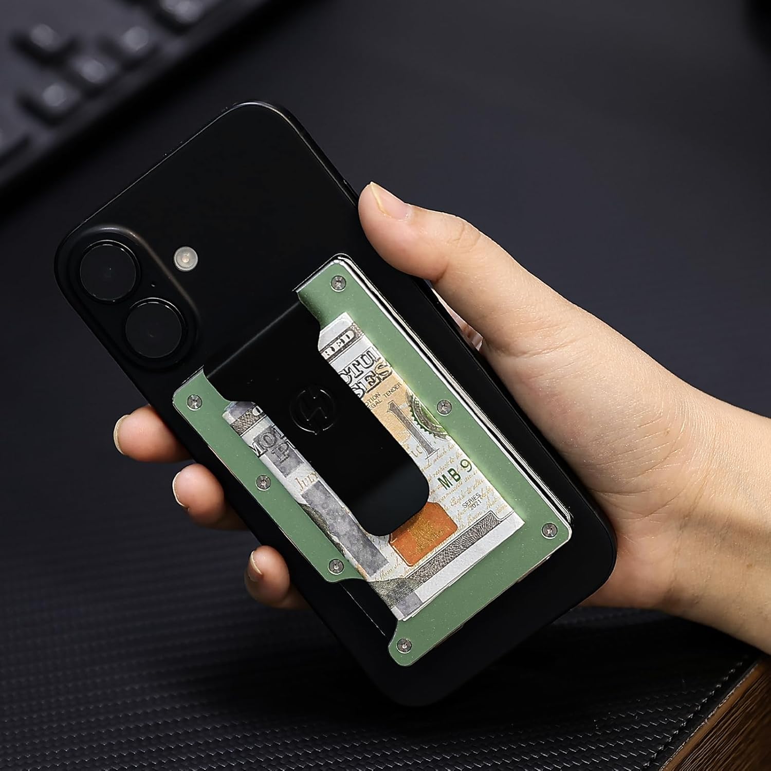 Minimalist Magnetic Wallet for Women, Compatible with MagSafe Wallet with Money Clip, Rfid Blocking Metal Card Holder, Slim Wallet Compatible with iPhone 16/15/14/13/12 Series - Grass Green - Image 4