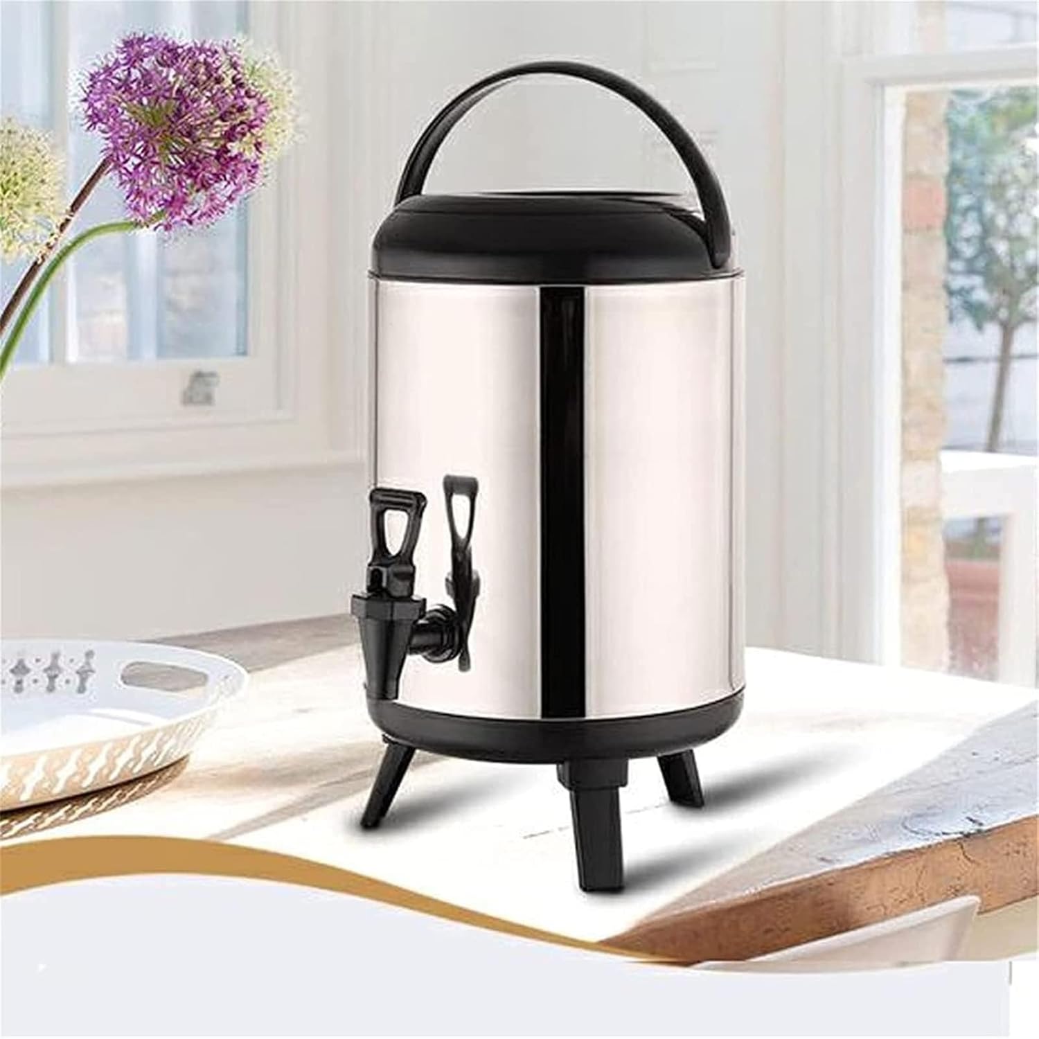 Boiler Warmer Coffee Urn Stainless Steel Hot Water Kettle Dispenser with Cover and Spigot, Milk Tea Bucket Insulated Barrel for Hot Water Or Beverage