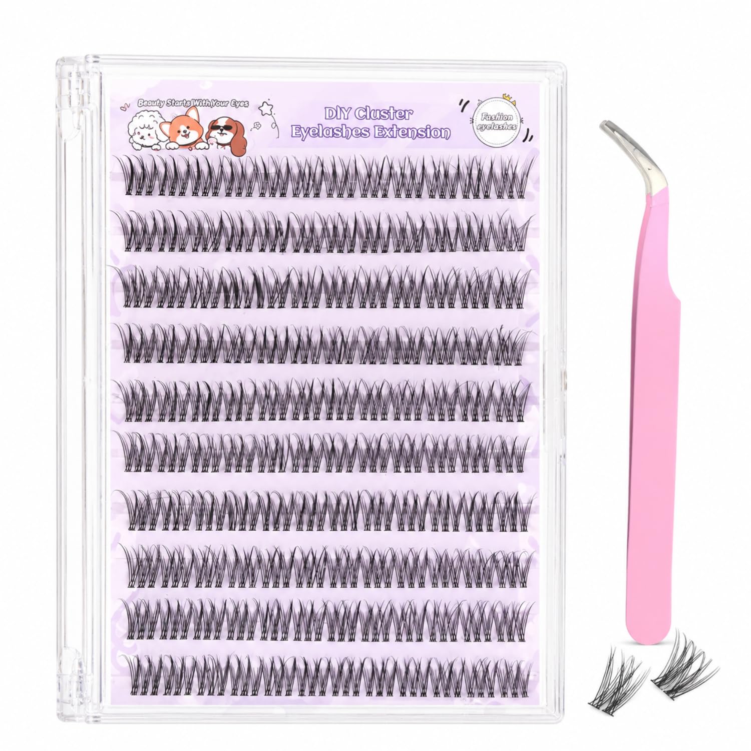 BendJoy 120Pcs Self Adhesive Eyelashes, Pre Glued Wispy False Lashes No Glue Needed, Lash Clusters with Tweezer for Natural Daily Party Makeup, Eye Lashes for Women-picture-45
