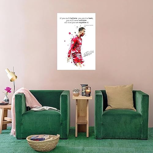 Miniatura 4 de FANCHUANG Póster CR con cita de fútbol, impresiones en lienzo para habitaciones, estilo sin marco, 12 x 18 pulgadas (11.8 x 17.7 in)