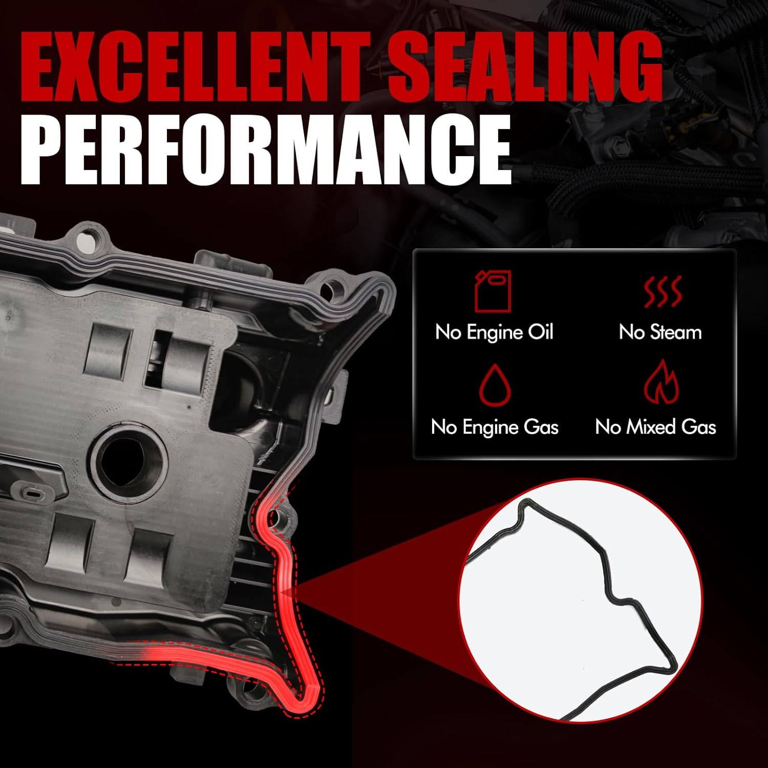 MITZONE Engine Valve Cover with Gaskte and Bolts Compatible with 2008-2018 Nissan 350Z Infiniti G35 Ex35 M35 M35H FX35 Q70 Q50 VQ35HR 3.5L Repalce # 13264-Jk20A 13264-Jk20B