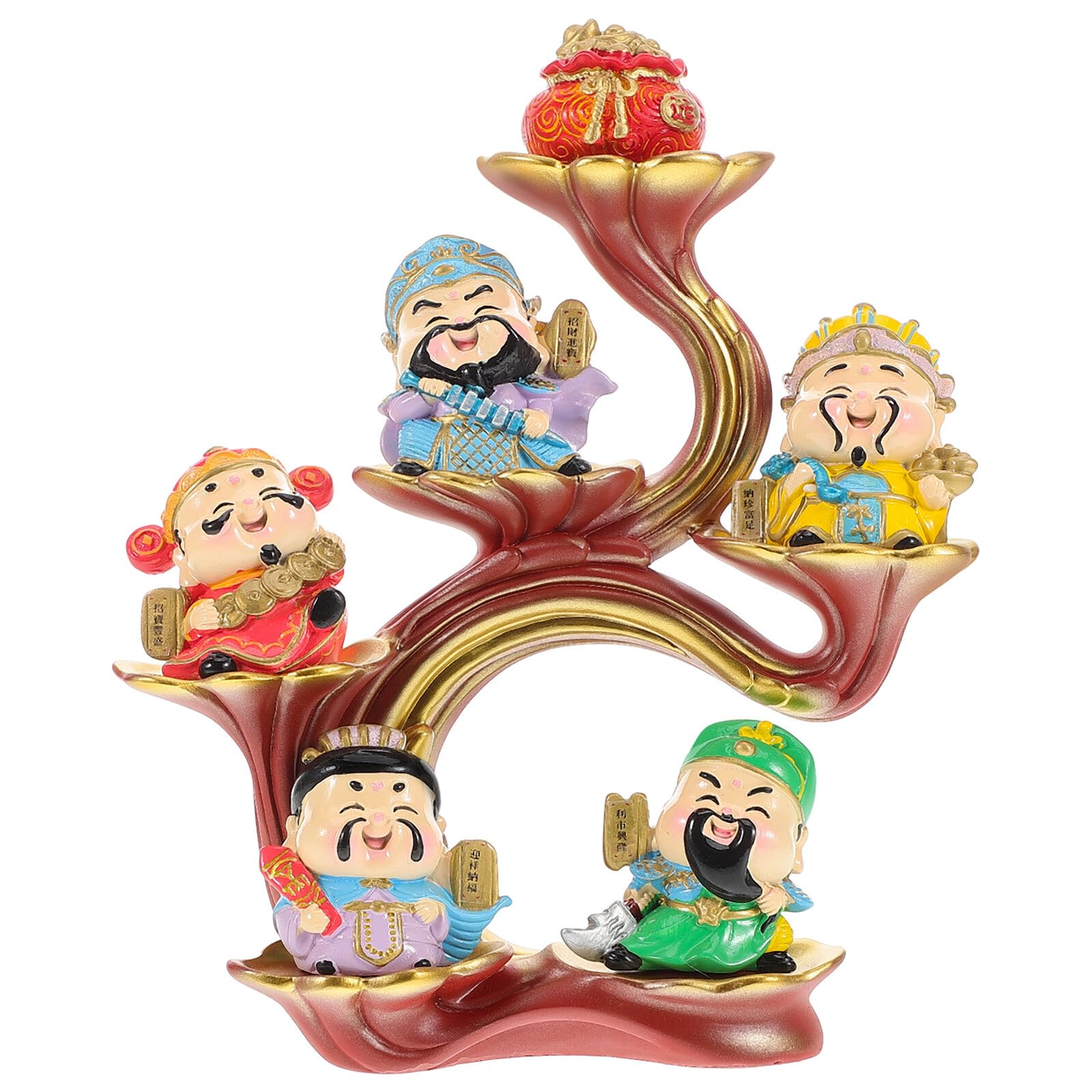 Symbole de richesse avec cette statue de Caishen en résine aux finitions soignées