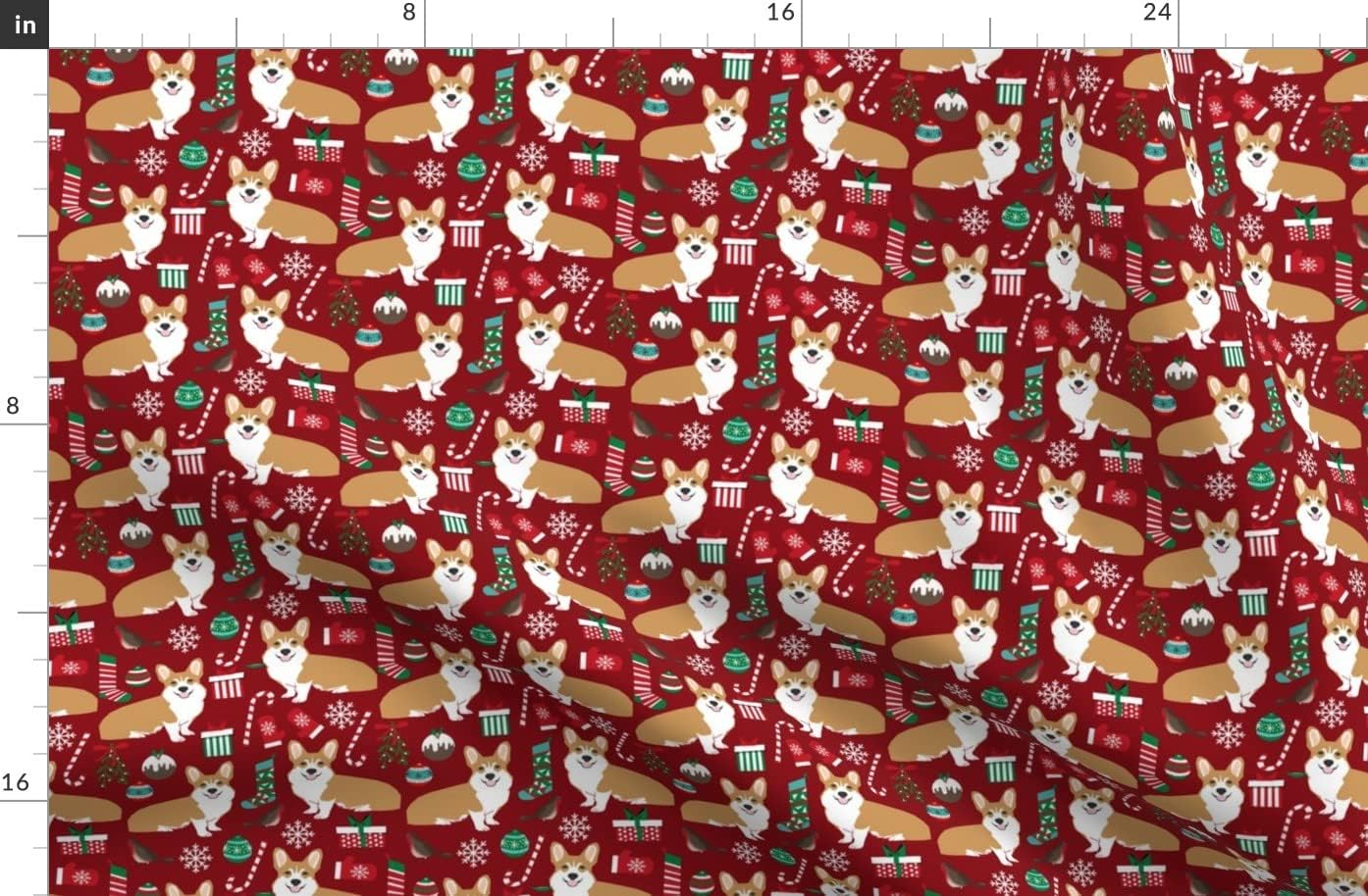 Spoonflower Fabric - Corgi Christmas Xmas Holiday Dogs Cute Best Corgis Pet Portrait Printed on Organic Cotton Sateen Fabric by The Yard - Sewing Quilting Apparel Home Decor