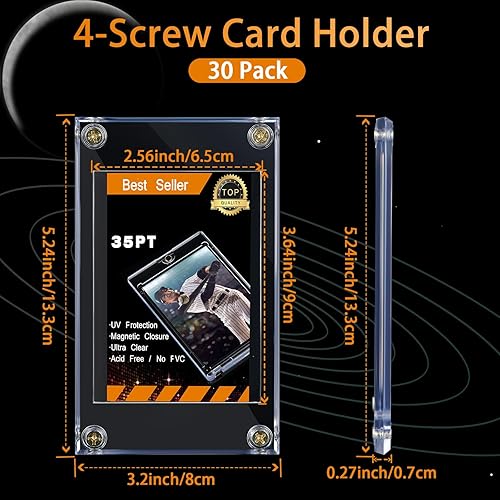 Miniatura 2 de 10 protectores de tarjetas comerciales, protector de tarjetas de béisbol, soporte acrílico de 35 PT para tarjetas de crédito, protector de tarjetas