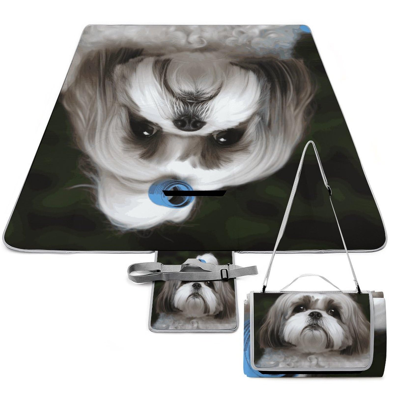 Shih Tzu Tappetino per cani pieghevole, coperta da spiaggia impermeabile, facile da pulire, coperta da viaggio, per primavera ed estate pascolo campeggio