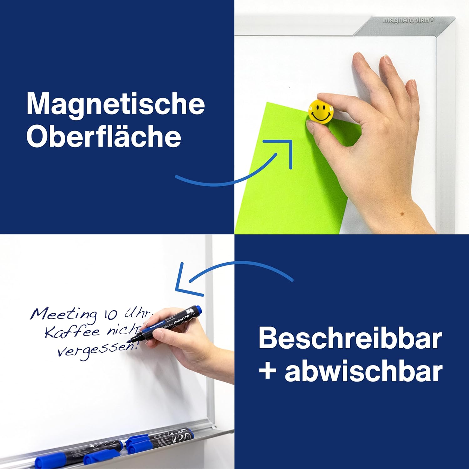 magnetoplan Design Whiteboard CC | Magnetic Board W x H 900 x 1200 mm | Sturdy, Enamelled Surface | Perfect Writing Surface | Office Supplies | Memo Board for Office and Conference Rooms | Home Office