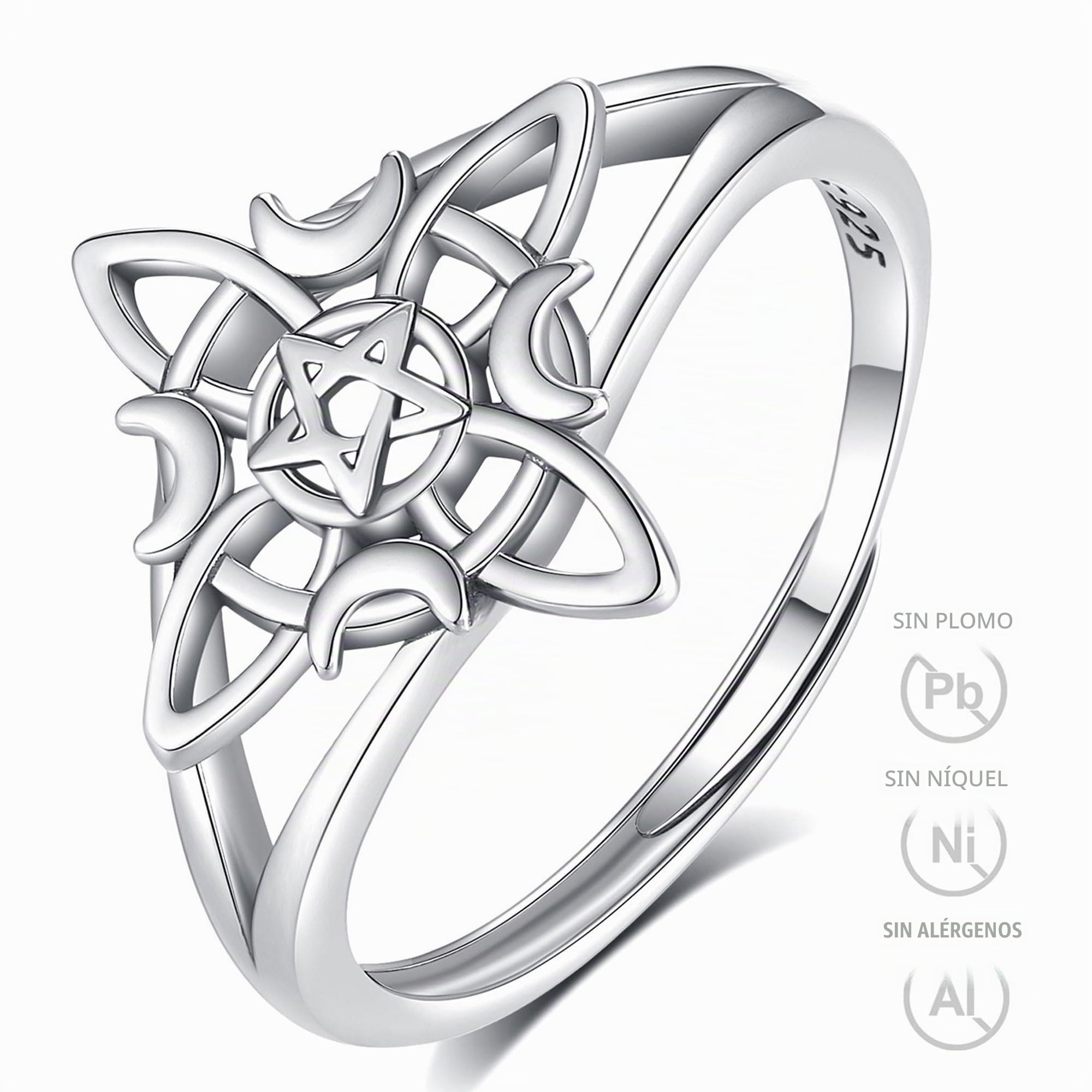 CELESTIA Nudo de Bruja/Dragon/Serpiente/León Anillos Mujer Ajustables Anillo Plata de ley 925 Unico Goticos Vintage Joyería Regalos Mujer Mama Amiga Cumpleaños