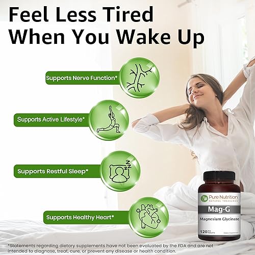 Miniatura 3 de Pure Nutrition MagG - Suplemento de glicinato de magnesio para hombres y mujeres  Suplemento de magnesio de alta absorción  200 mg de magnesio