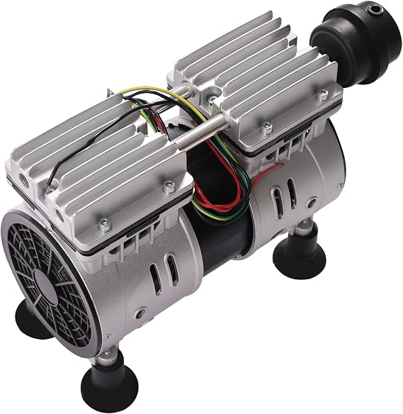 550W Oil-Free Vacuum Pump, Dual Cylinder Air Compressor Pump 110V 1440RPM, Ultra Quiet 62dB Low Noise Air Pump for Medical Equipment, Air Brushing, Spraying, Tire Inflation, Industrial Use