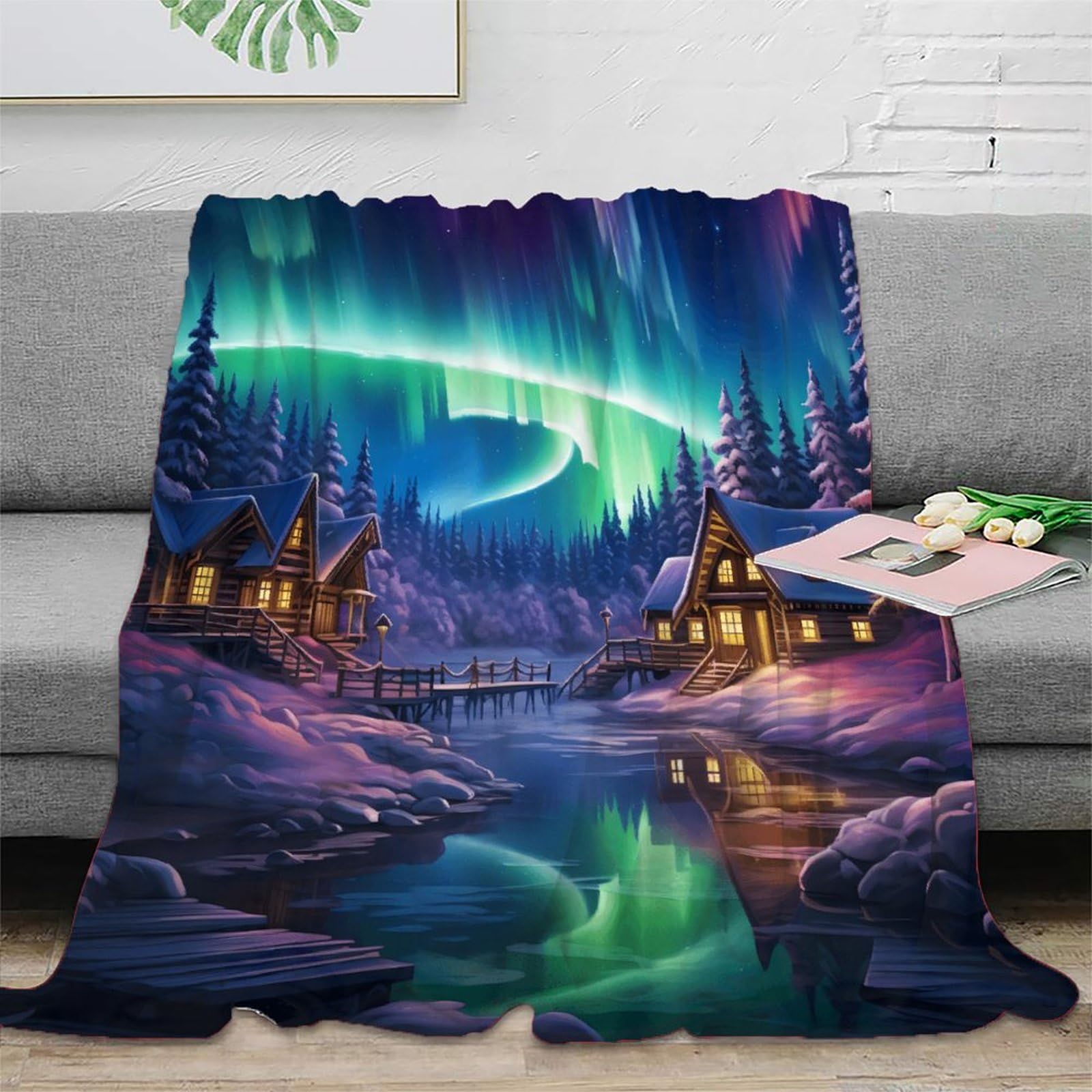 Couverture aurore boréale en flanelle 3D super douce haut de gamme