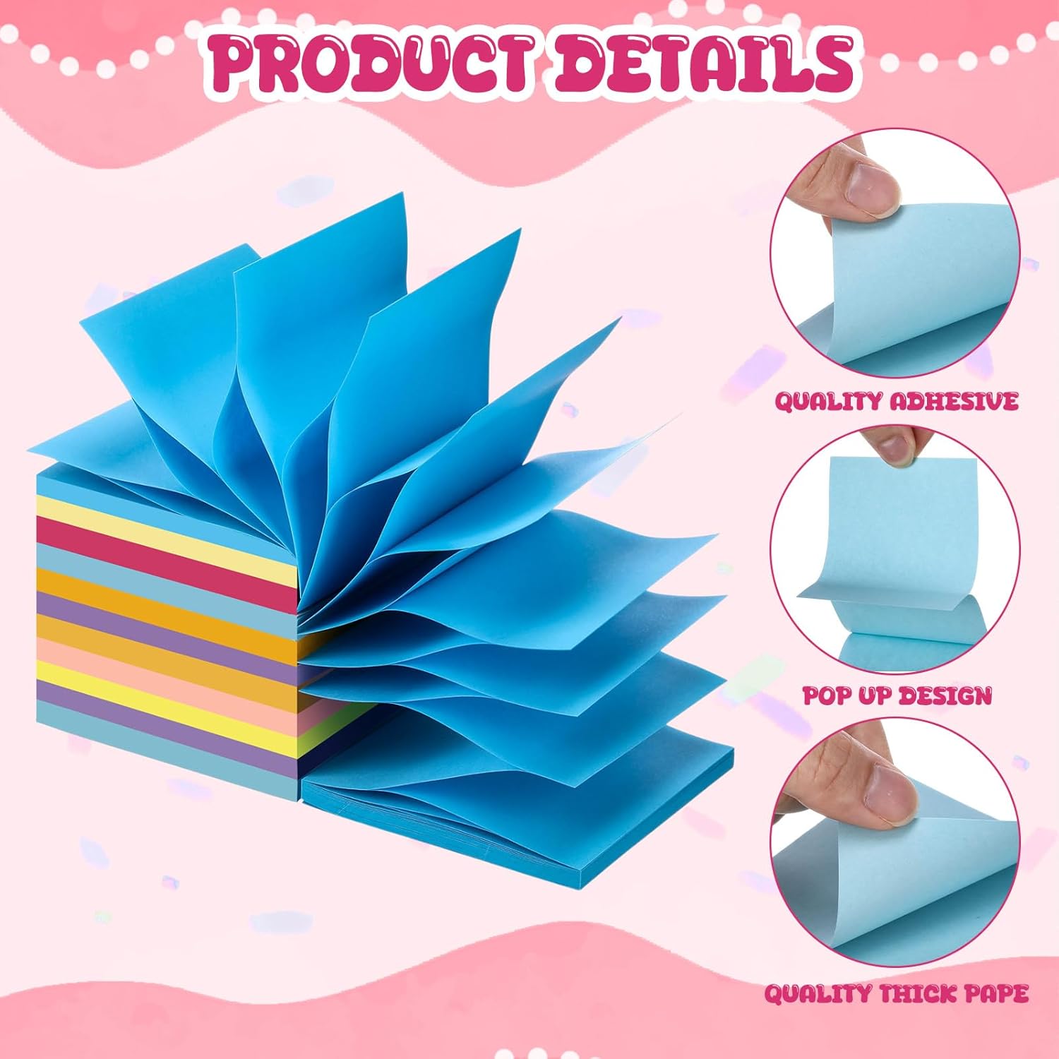 Sherr 100 Pcs Pop up Sticky Notes Bulk 3x3 Inch 56 Sheets/pad Refills Sticky Notes Bright Colors Self-Stick Note Pads Post Adhesive Memo for Students School Teacher Office Meeting, 20 Colors