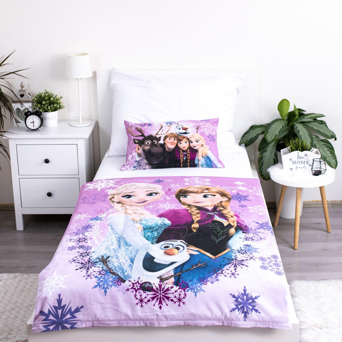 Kraina Lodu Pościel Niemowlęca 100x135 + Poszewka 40x60 Elsa Anna Disney | Pościel niemowlęca | Bawełna naturalna miękka oddychająca | Disney | Dziewczynki 0-3 lat | Łóżeczko