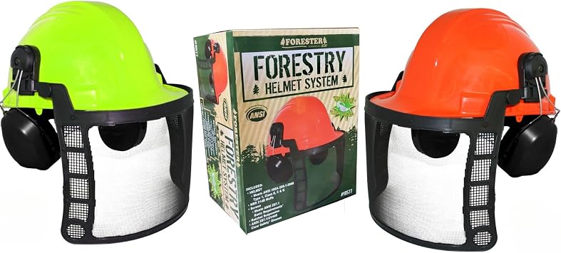 Forester Safety Helmet - Original Forestry Hard Hat Arborist Gear Mesh Face Shield Hearing Protection Chainsaw Helmets Portable Woodsman Hardhat Safety Construction Hat (Orange)