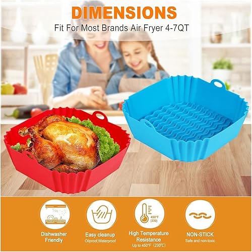 Miniatura 6 de Air Fryer Silicone Liners Pot,Airfryer Basket Cooking Gadgets,Reusable Baking Tray Non-stick Pizza Pan Oven Kitchen Accessories(Green-17cm)