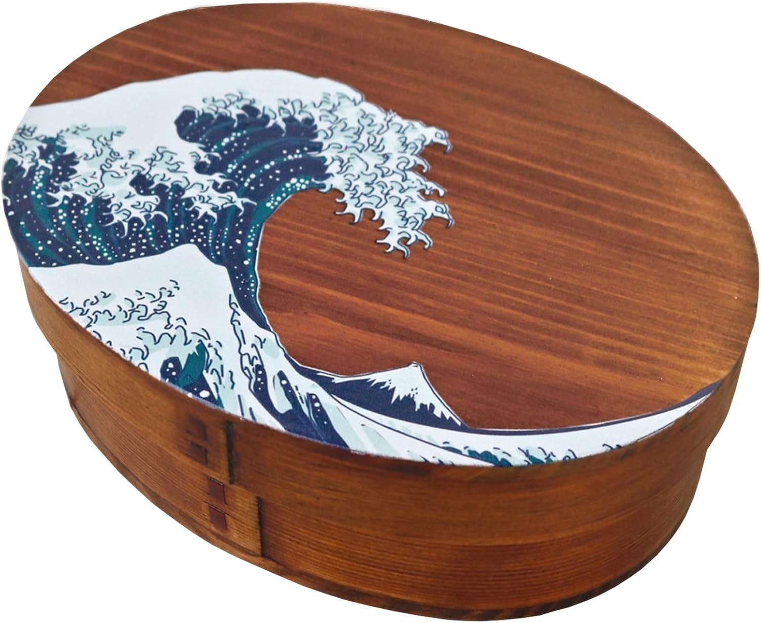 Wakashi 01SU-namiura Bentwata Bento Box, Ukiyo-e Rangori Lacquer, 23.7 fl oz (700 ml), Approx. 4.9 x 6.9 x 2.6 inches (12.5 x 17.5 x 6.6 cm), Brown