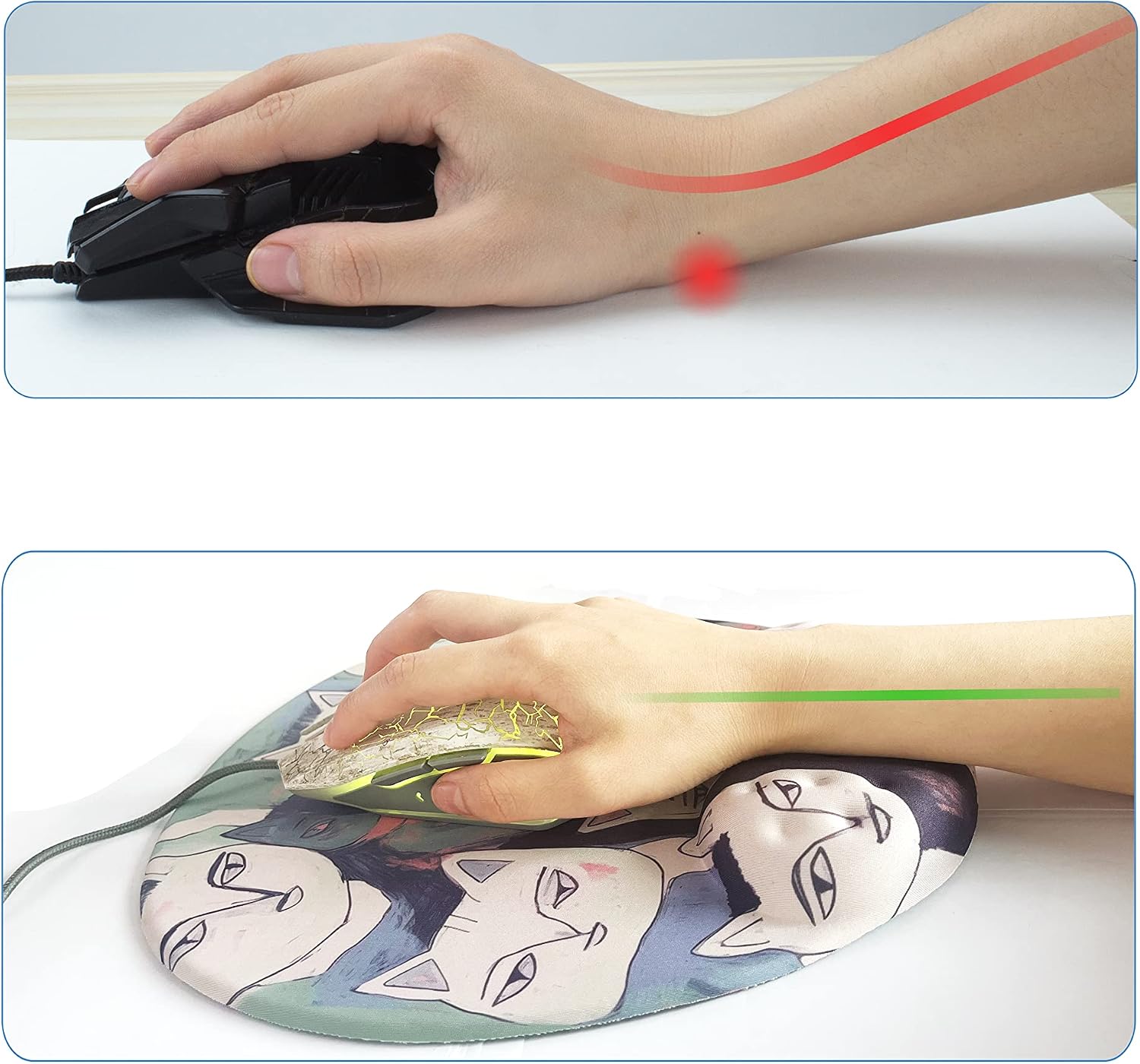 BRILA Large Mouse Pad with Ergonomic Memory Foam Wrist Rest Support - Massage Holes Design - Skidproof Pu Bottom - Wrist Fatigue/Pain Relief Mousepad with Elbow Hand Cushion for Gaming & Work (Cat2)