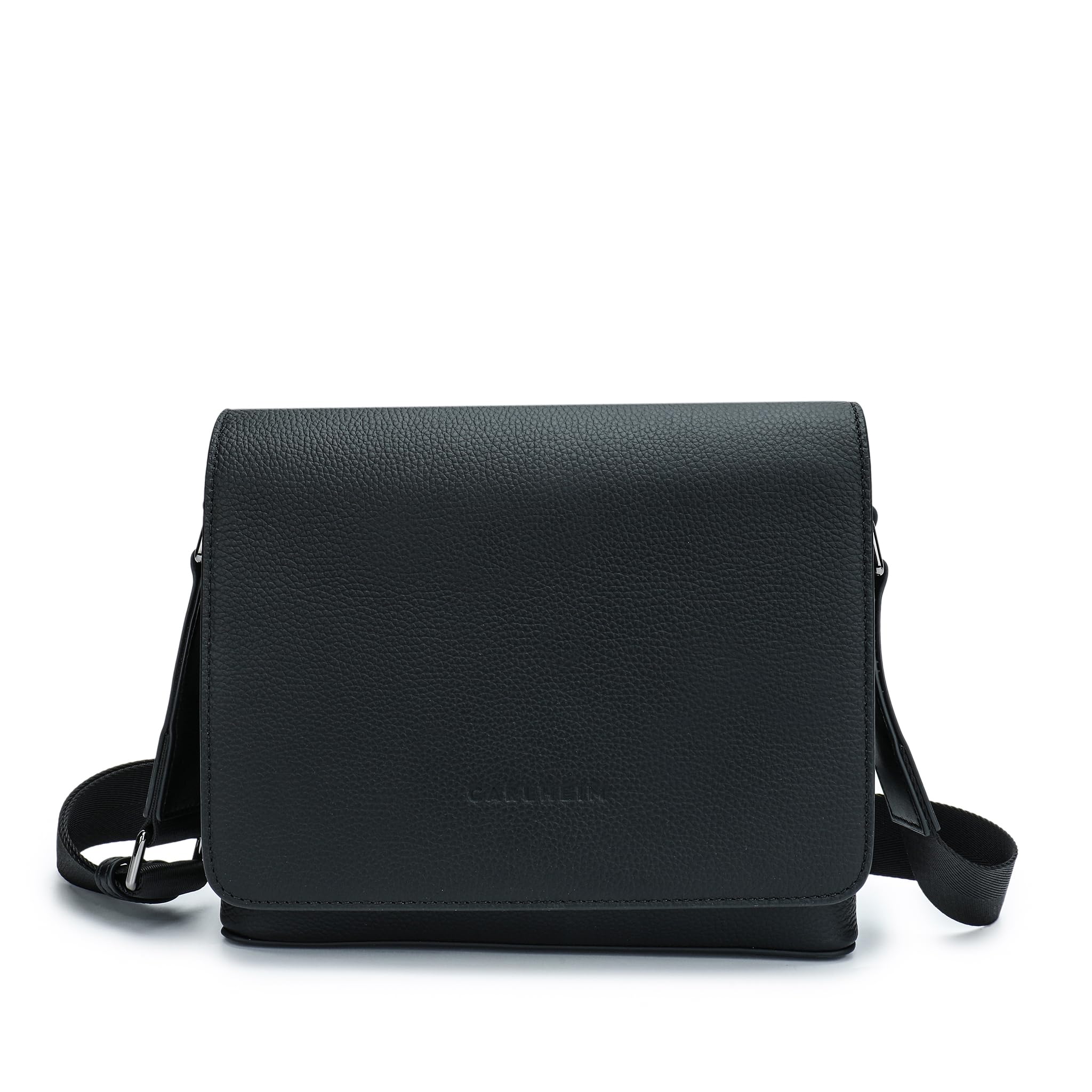Carlheim Unisex's Crossbody Bag, Cross-wear Kai, Leather, Black, Medium
