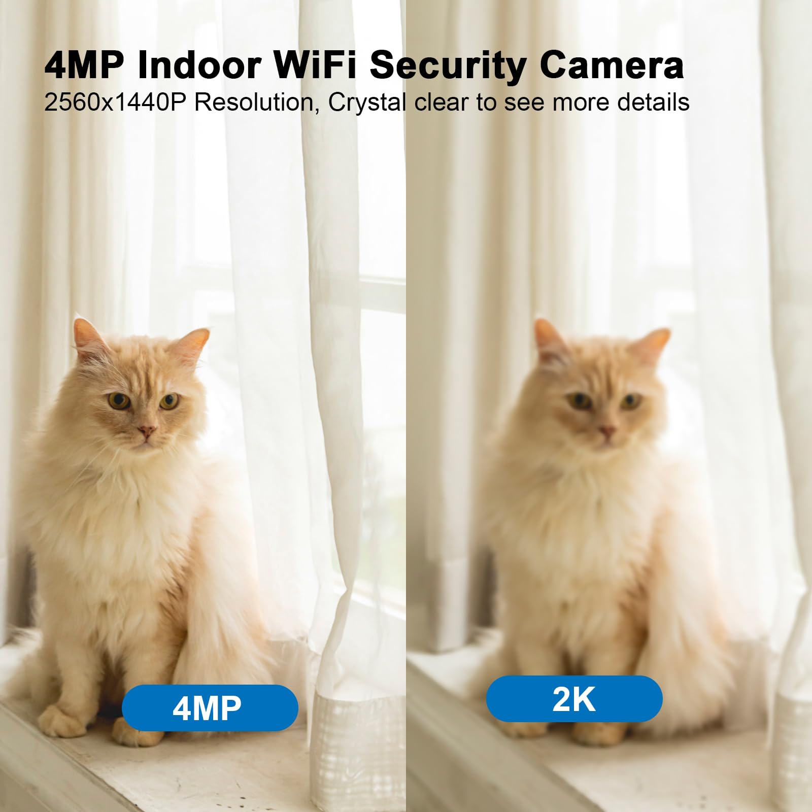 4MP Indoor Cameras for Home Security, 2.4/5G WiFi Baby/Dog Monitor with Phone APP, Auto Tracking, Human Motion Detection, Night Vision, 2 Way Audio, IP Camera Work with Alexa & Google Home (White)