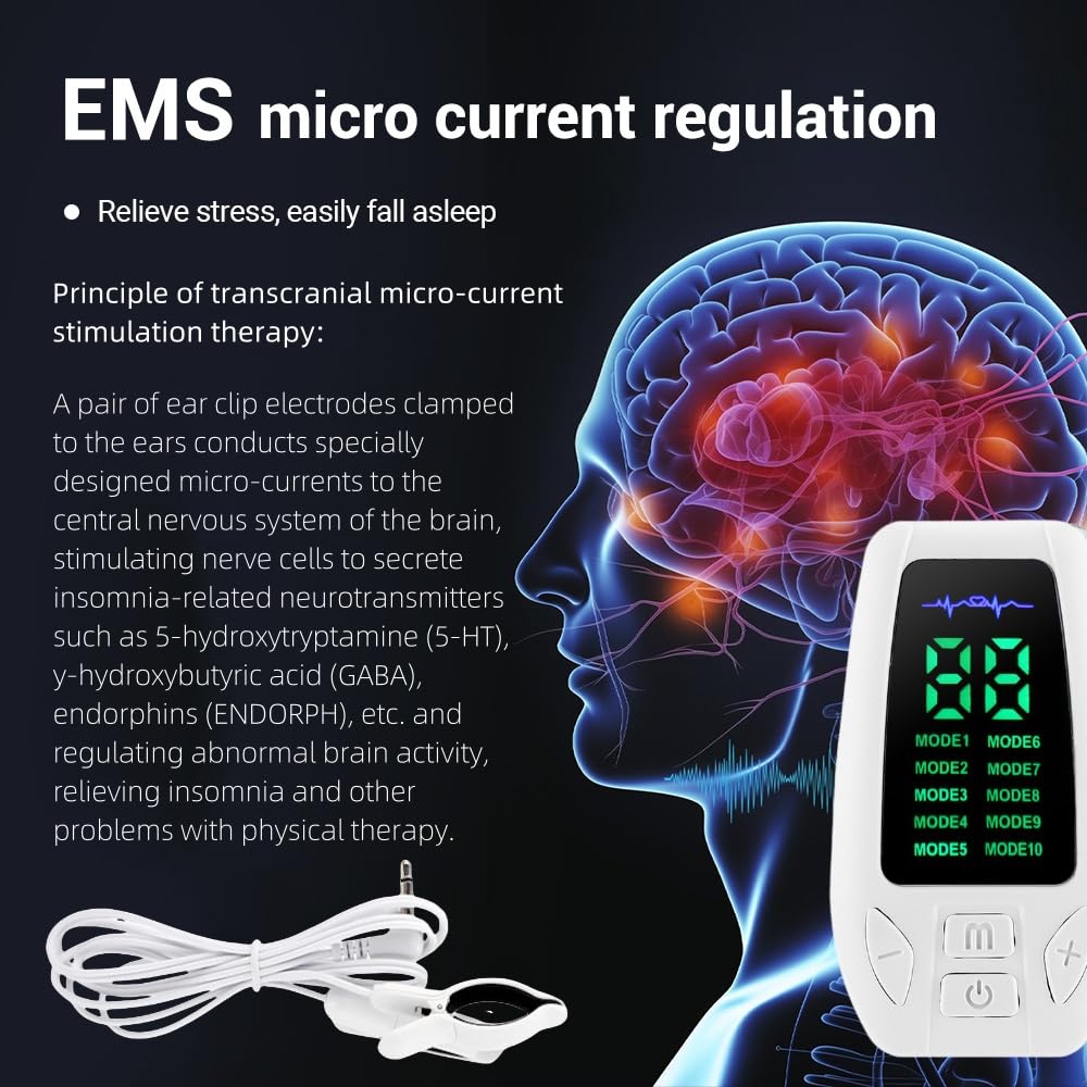 Aide Au Sommeil Adulte Appareil,Appareil d'aide au Sommeil Chargement USB Instrument de Sommeil à impulsions électroniques à Micro-Courant pour améliorer Le soulagement du Stress du Sommeil Dispositif
