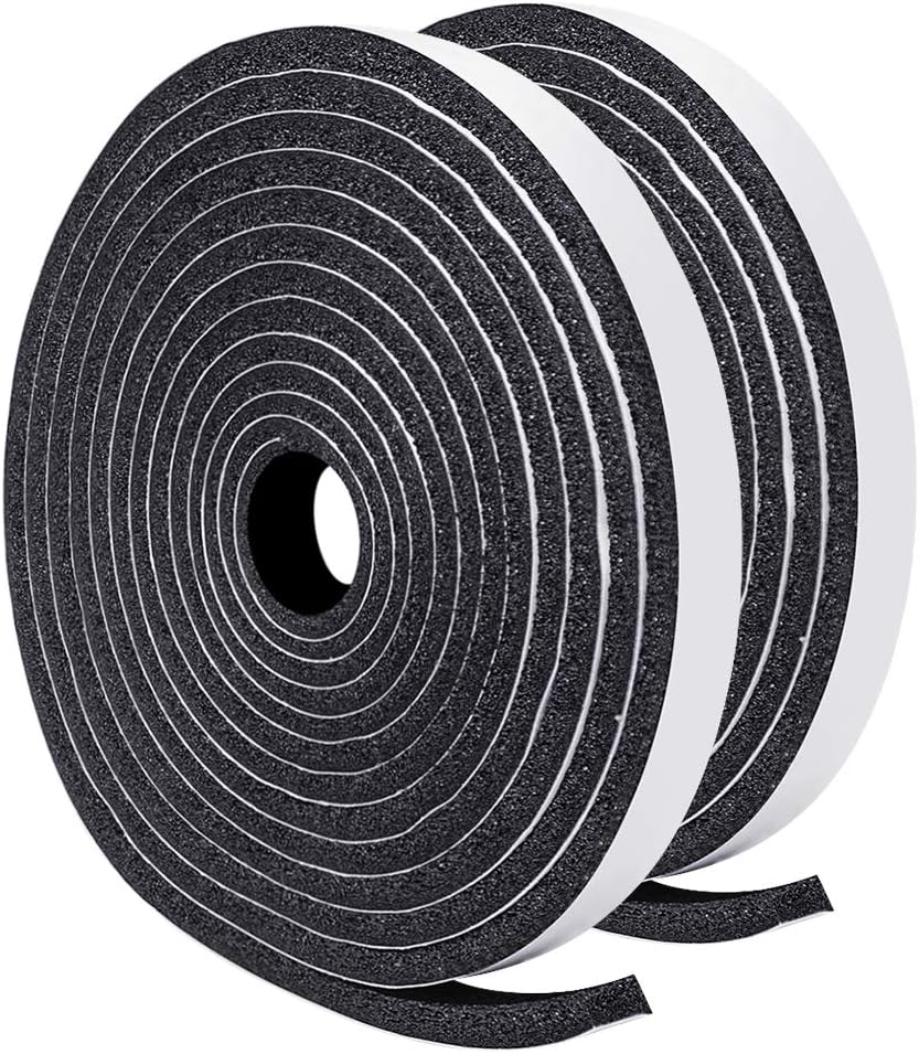 TORRAMI Low Density Foam Weather Stripping 1/2 inch W X 1/4 inch T for Doors and Windows, Self Adhesive Seal Tape Insulation Strips Total 13 feet (2 Rolls of 6.5 Ft Each)