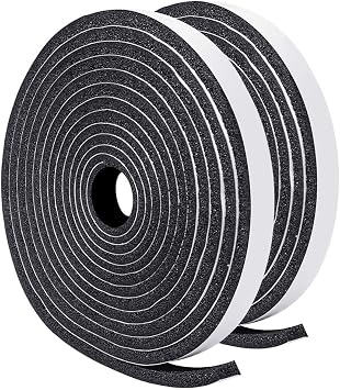 TORRAMI Low Density Foam Weather Stripping 1/2 inch W X 1/4 inch T for Doors and Windows, Self Adhesive Seal Tape Insulation Strips Total 13 feet 2 Rolls of 6.5 Ft Each